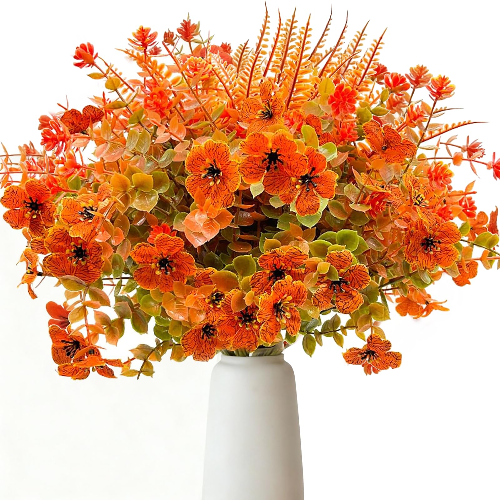 Jadeunm 8 Bündel Künstliche Herbstblumen Künstliche Herbststrauß | Wetterfest Herbst Balkonpflanzen Herbst Kunstblumen wie Echt für Garten Tischdeko Hause Dekoration