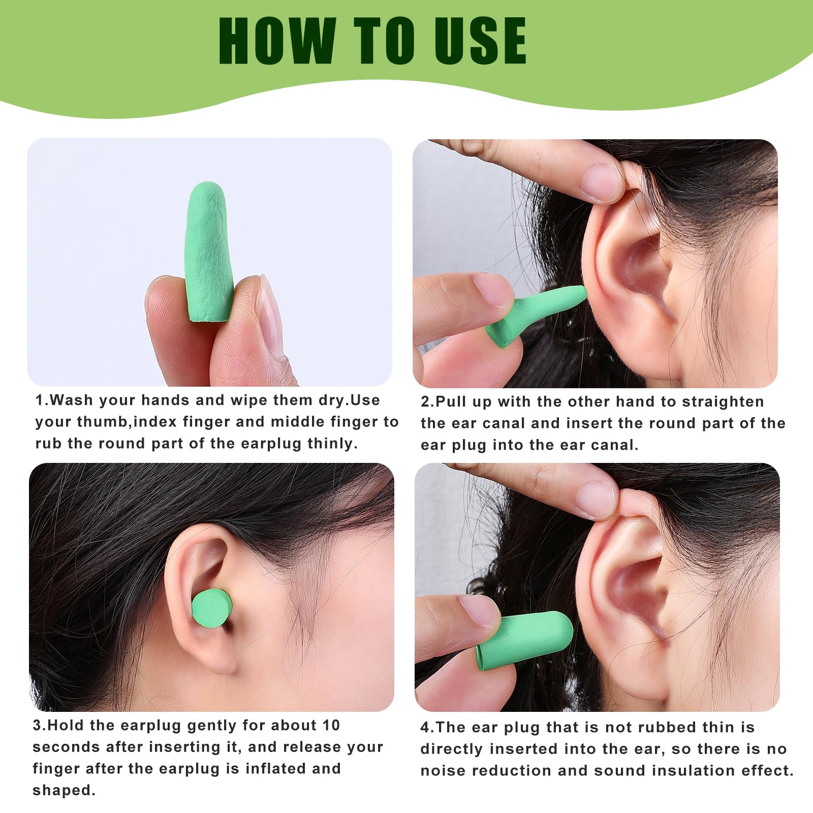 AiQInu Tappi per dormire, 60 coppie 38 dB SNR, schiuma super morbida, protezione dal rumore, ideali per russare, apprendimento, viaggi, concerti, verde