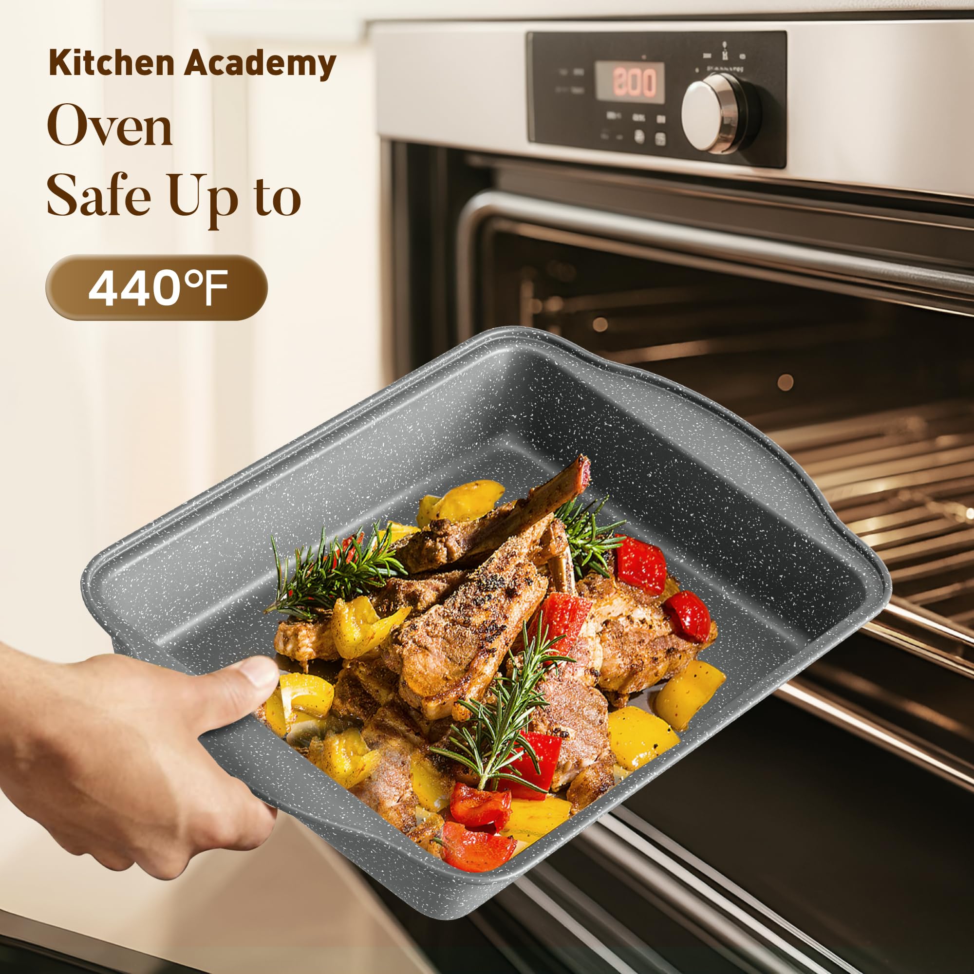 Kitchen Academy 17-teilige Induktions Töpfe Set, Granit Topf und Pfannenset | Antihaft Kochtopf Kochgeschirr Set für Induktion, Gas, Elektroherd, ungiftig, PFOA und PFOS-frei, Leicht zu reinigen
