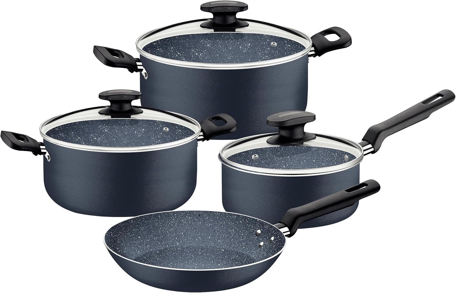 Tramontina 7 Pieces Blue Aluminum Cookware Set with Interior and Exterior Starflon Max Nonstick Coating