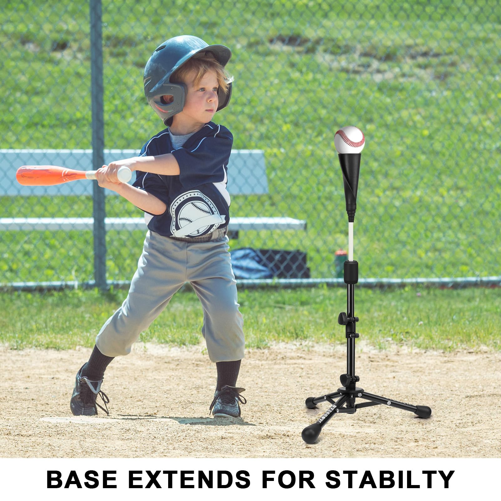 Hitting Tee Kids Baseball Batting Tee - Adjustable Height Tee Ball Trainer  With Removable Ball Caddy Baseball Tees For Hitting Adult, image size:1600x1600