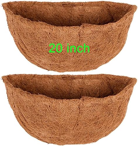 2 forros de coco de 20 pulgadas para maceteros medio círculo medio círculo de fibra de coco forros de repuesto para cestas colgantes de pared