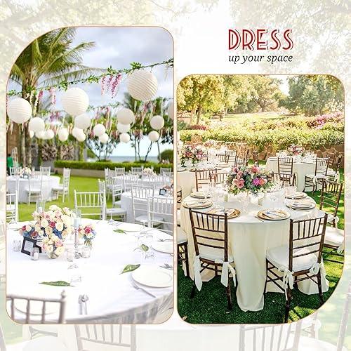 Miniatura 6 de MTREO Paquete de 12 manteles redondos de poliéster de 90 pulgadas, color blanco, resistentes a las arrugas, lavables, manteles decorativos para
