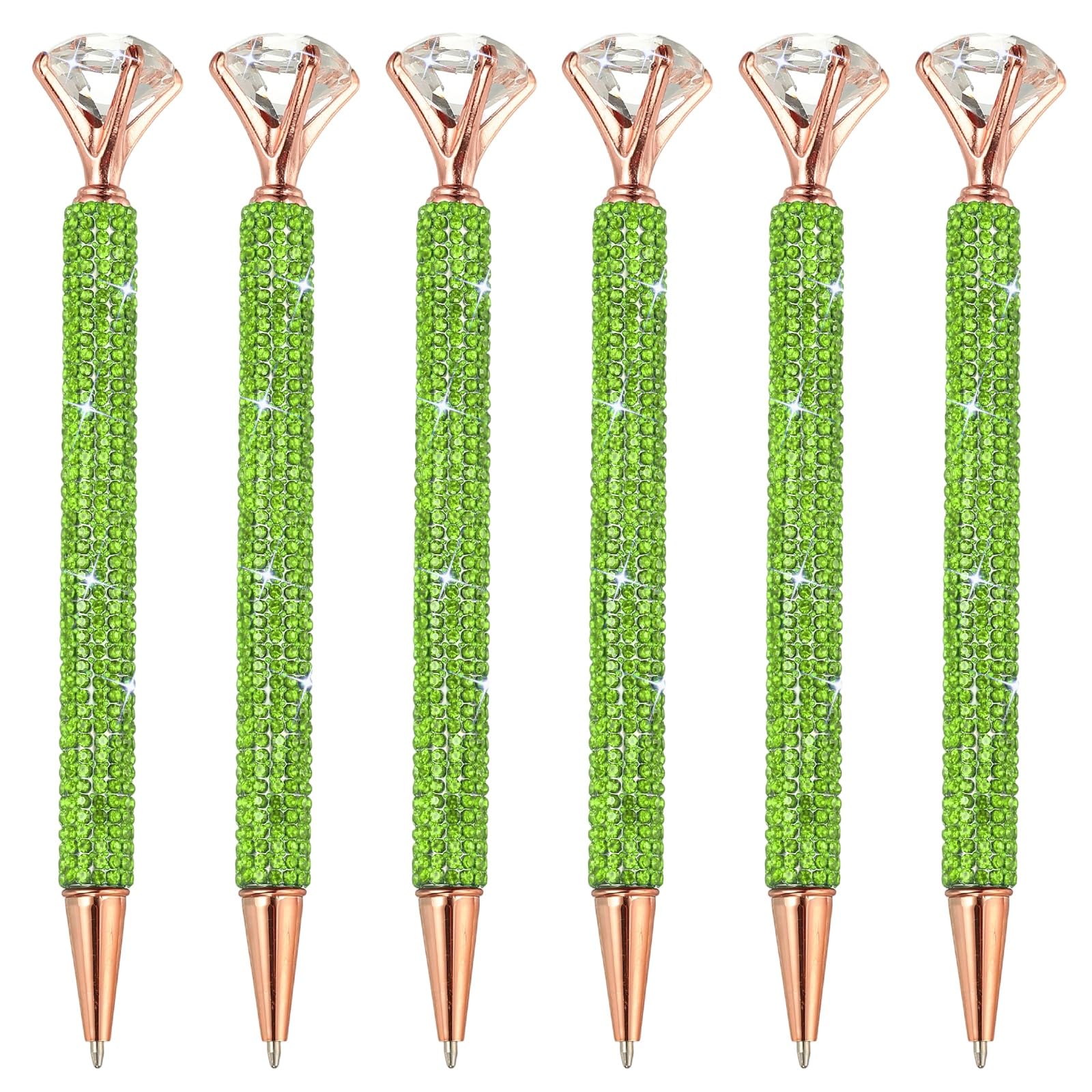 PATIKIL Rhinestone Ballpoint Pen, 6Pcs Crystal Diamond Twist Metal Pen Bling 1.0mm Medium Point Black Ink Glitter for Note Taking Journaling, Green — image 1