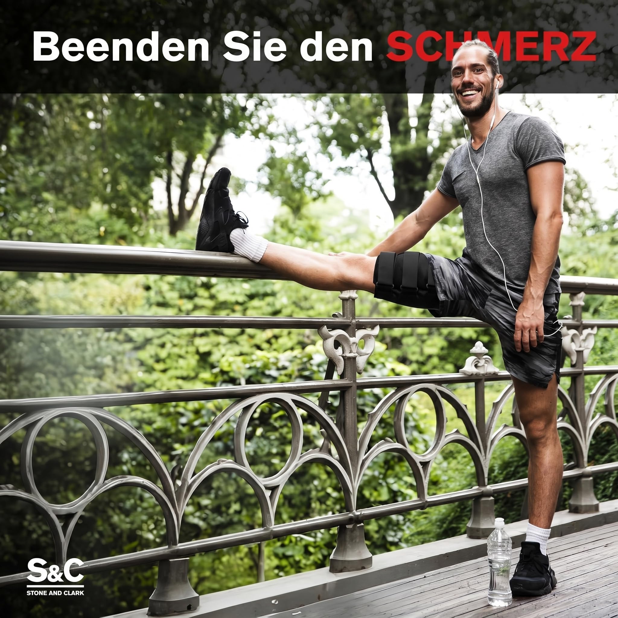 Stone and Clark Oberschenkelbandage – rutschfeste, bequeme Oberschenkelstütze und Oberschenkelbandage für Männer und Frauen - XL