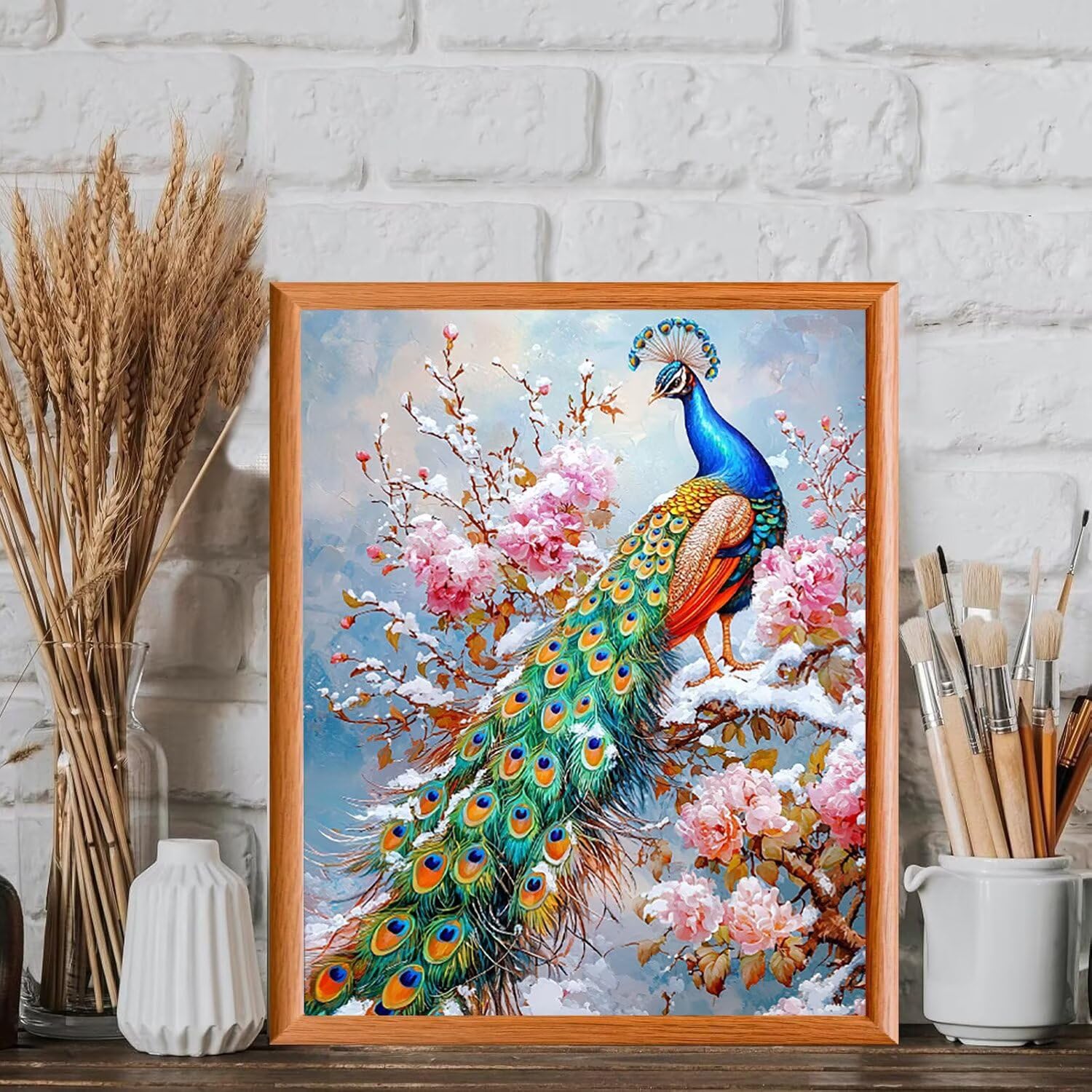 WEISHIWE Dipingere con i Numeri Adulti Pavone in inverno, 80x100cm s-152 | Pittura a Olio Kit, fai da te Quadri da Dipingere Numerat, Adulti Bambini Hobby Creativi,Pittura Adulti Decora la Casa Regalo