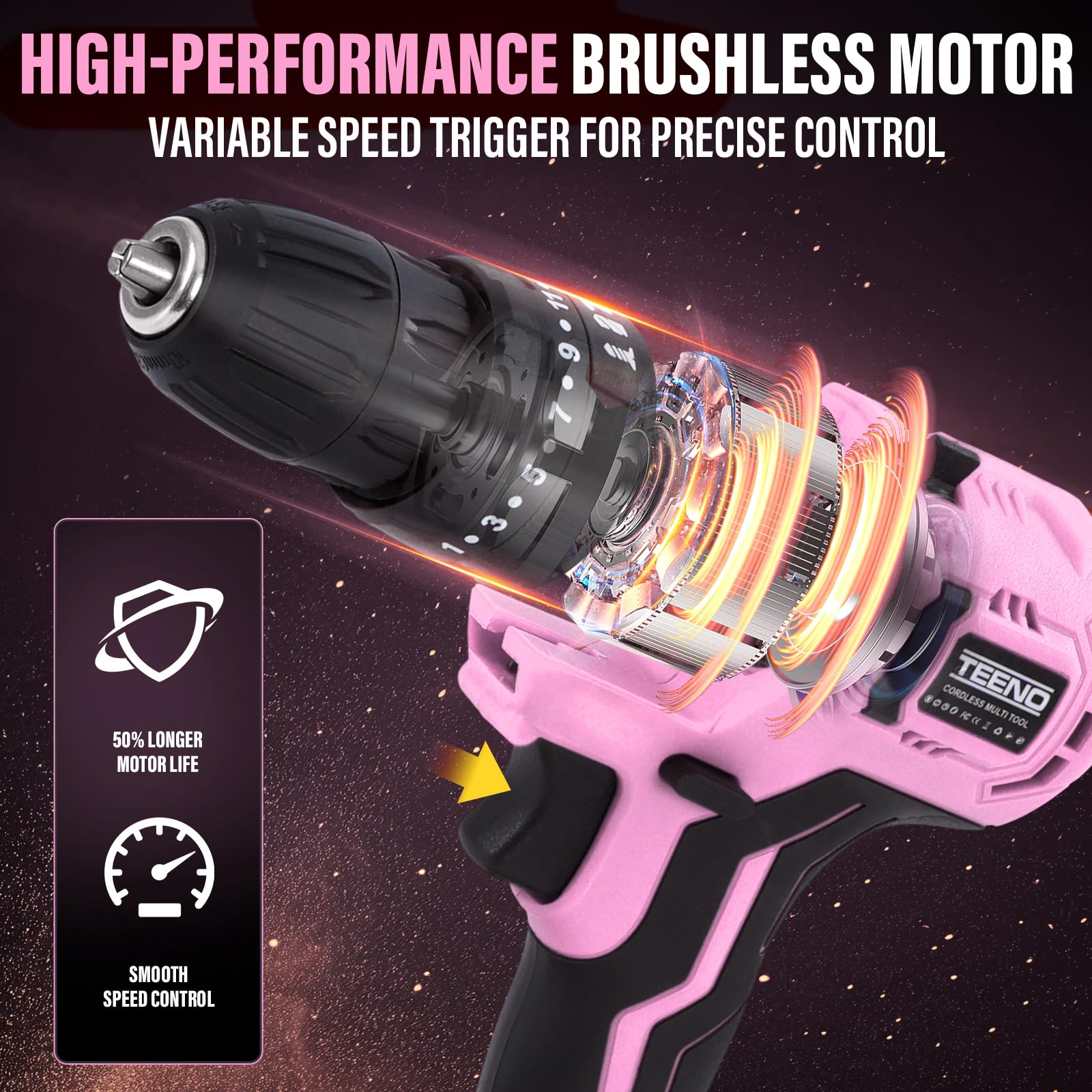 TEENO Women's Pink Power Tool Combo Kit - 6-in-1 -5