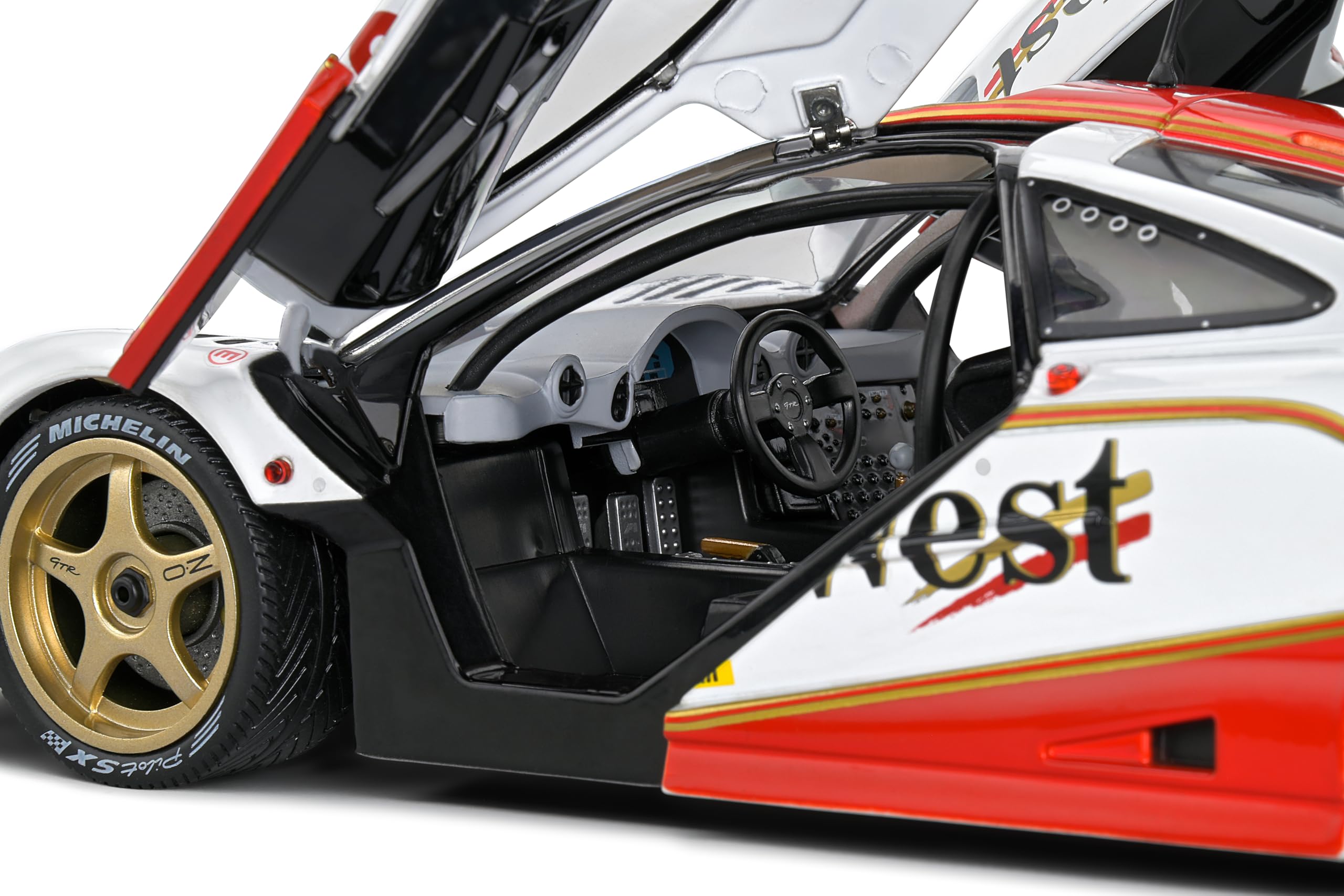 1/18 Solido 1996 McLaren F1 GTR Short Tail White #01 N. Piquet, J.Cecotto 2 Horas De Brasilia Diecast Car Model