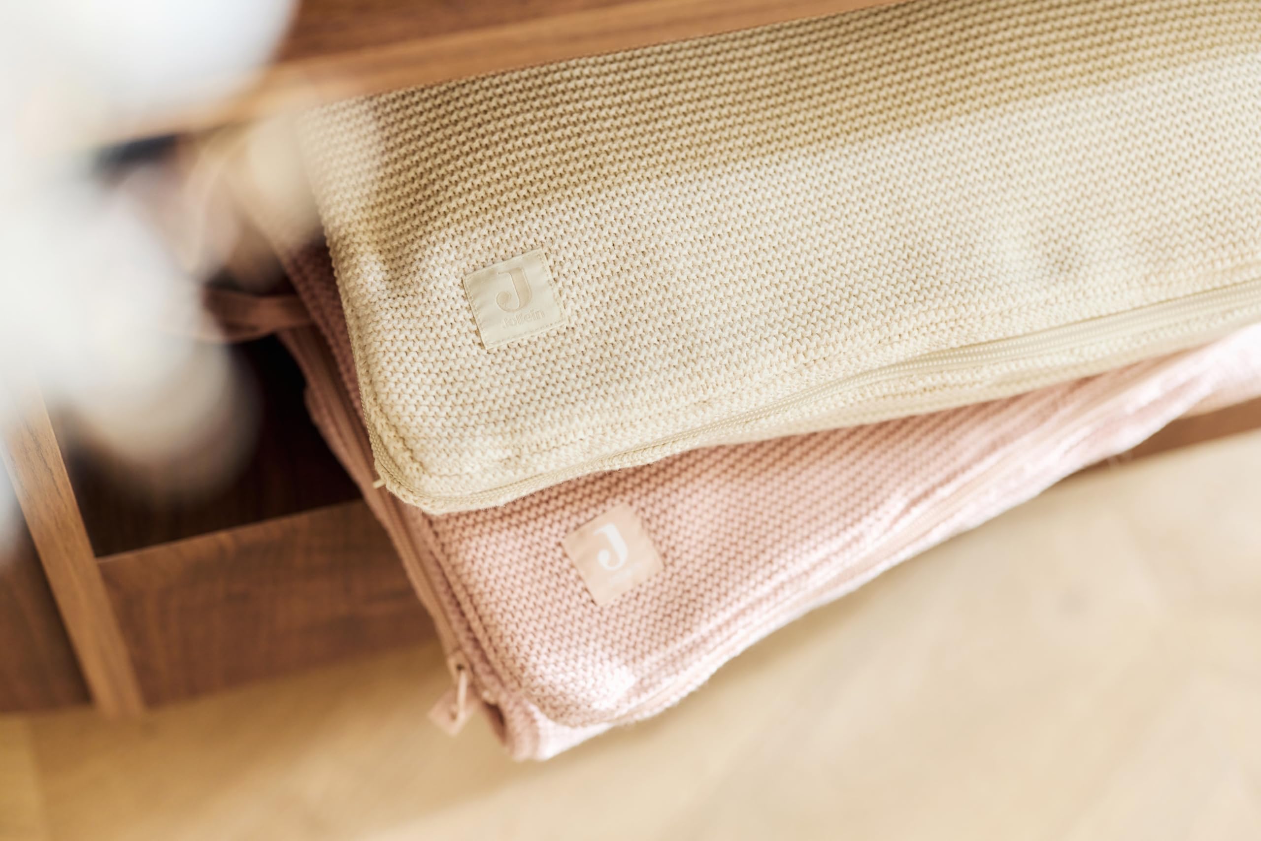 Jollein Nid d’Ange - Basic Knit - Oatmeal - Pour Siège Auto Groupe 0+ et Poussette - Compatible 3 et 5 Points - Tricot et Doublure Polaire