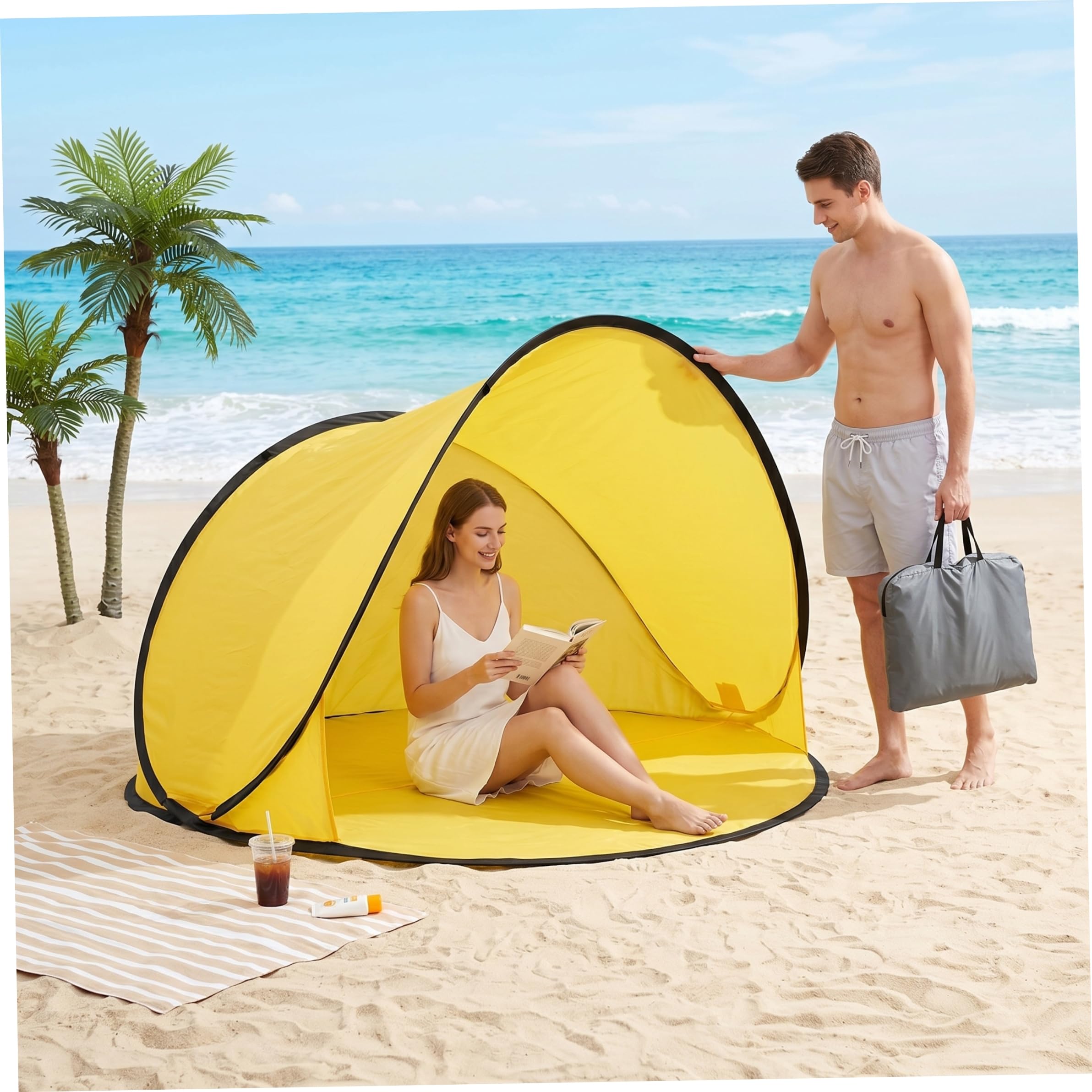 Tienda de campaña portátil para la playa para evitar quemaduras y viento