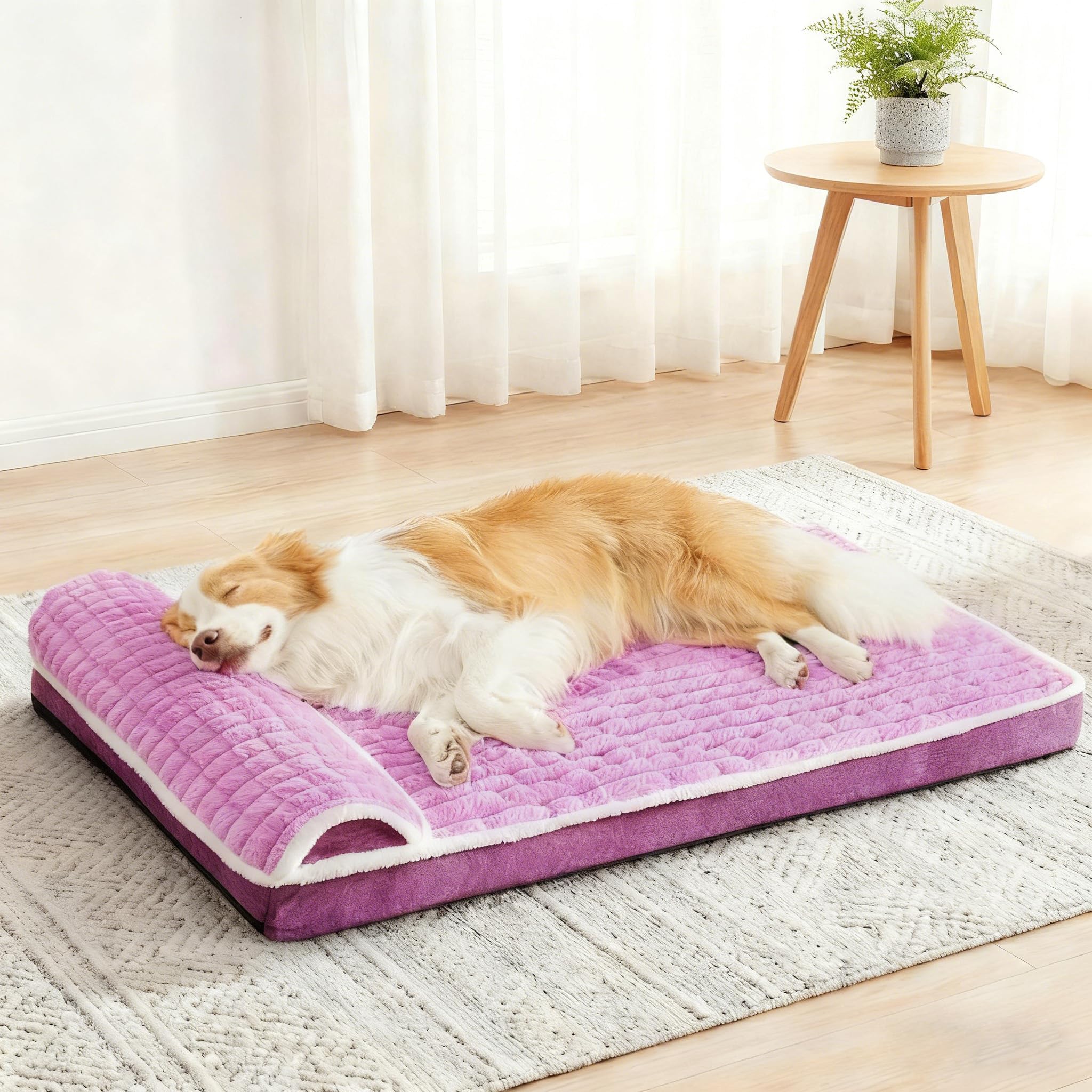 Jolibean Orthopedic Large Dog Bed Pillow Pet Sofa Bed 106X71cm Lilac