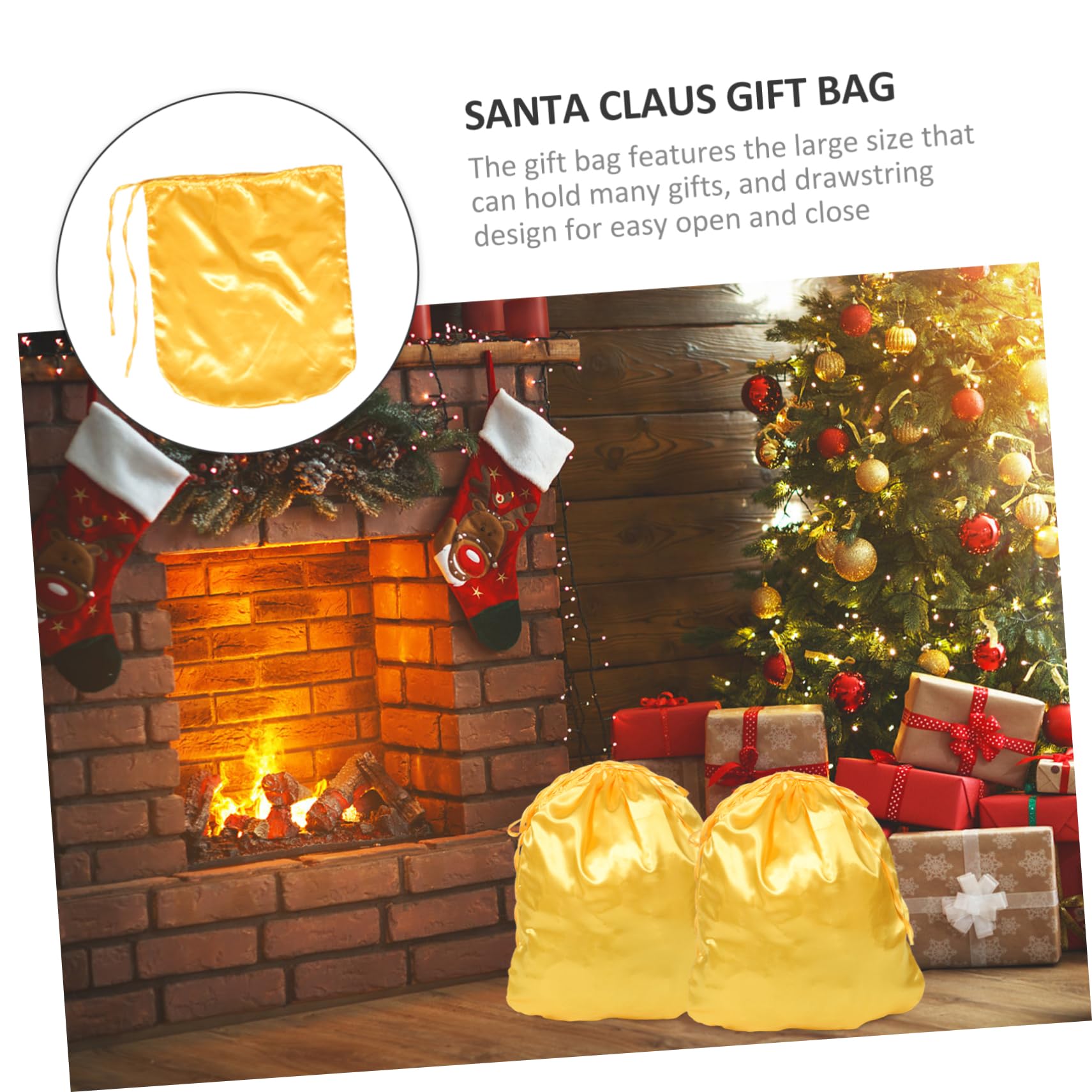 ULTECHNOVO 5piezas Bolsa De Navidad De Santa Claus Cuerda Bolsa De Almacenamiento Grande Para Fiestas Para Dulces y Reutilizable y Práctica