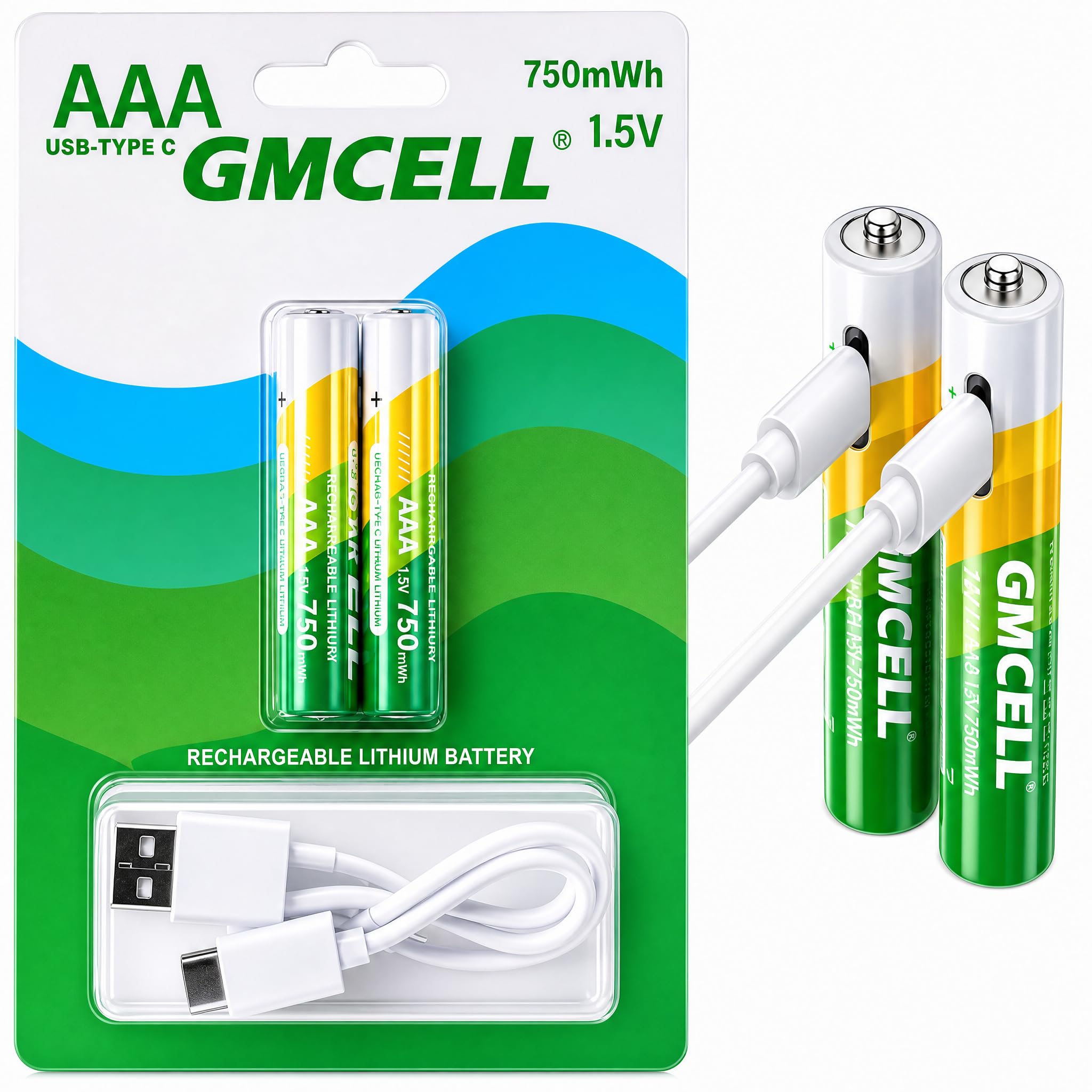 GMCELL® AAA Rechargeable Batteries (Lithium 1.5V - 750 mAh) - New Launch in 2025 | Fast Charge (Direct USB‑C + Wireless) | Pack of 2 Batteries | 10 Years of Life and 1,500+ recharges-image-29