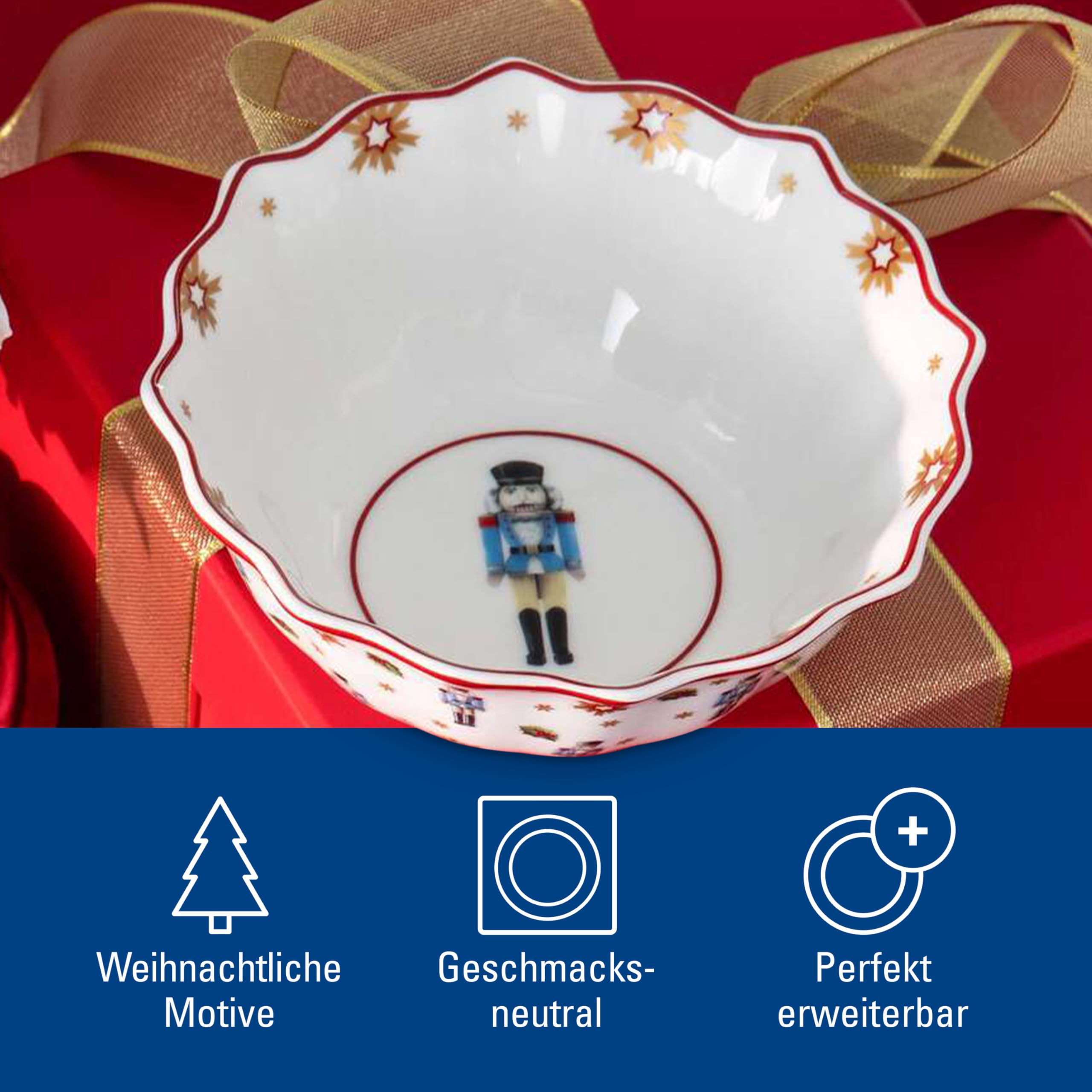 Villeroy & Boch - Toy's Delight Frühstücks-Set für 2 Nussknacker 6 teilig Bunt, Weihnachten, Geschirr Set mit Frühstückstellern, Tassen und Schüsseln, Weihnachtsgeschirr, Premium Porzellan