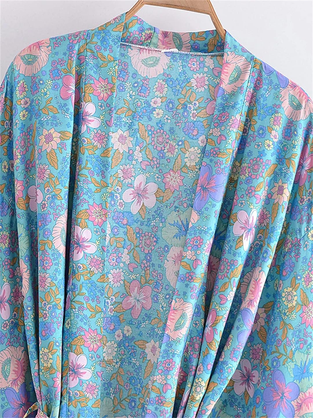 Disimlarl Kimono da donna in stile bohémien, con scollo a V, maniche a pipistrello, con stampa floreale