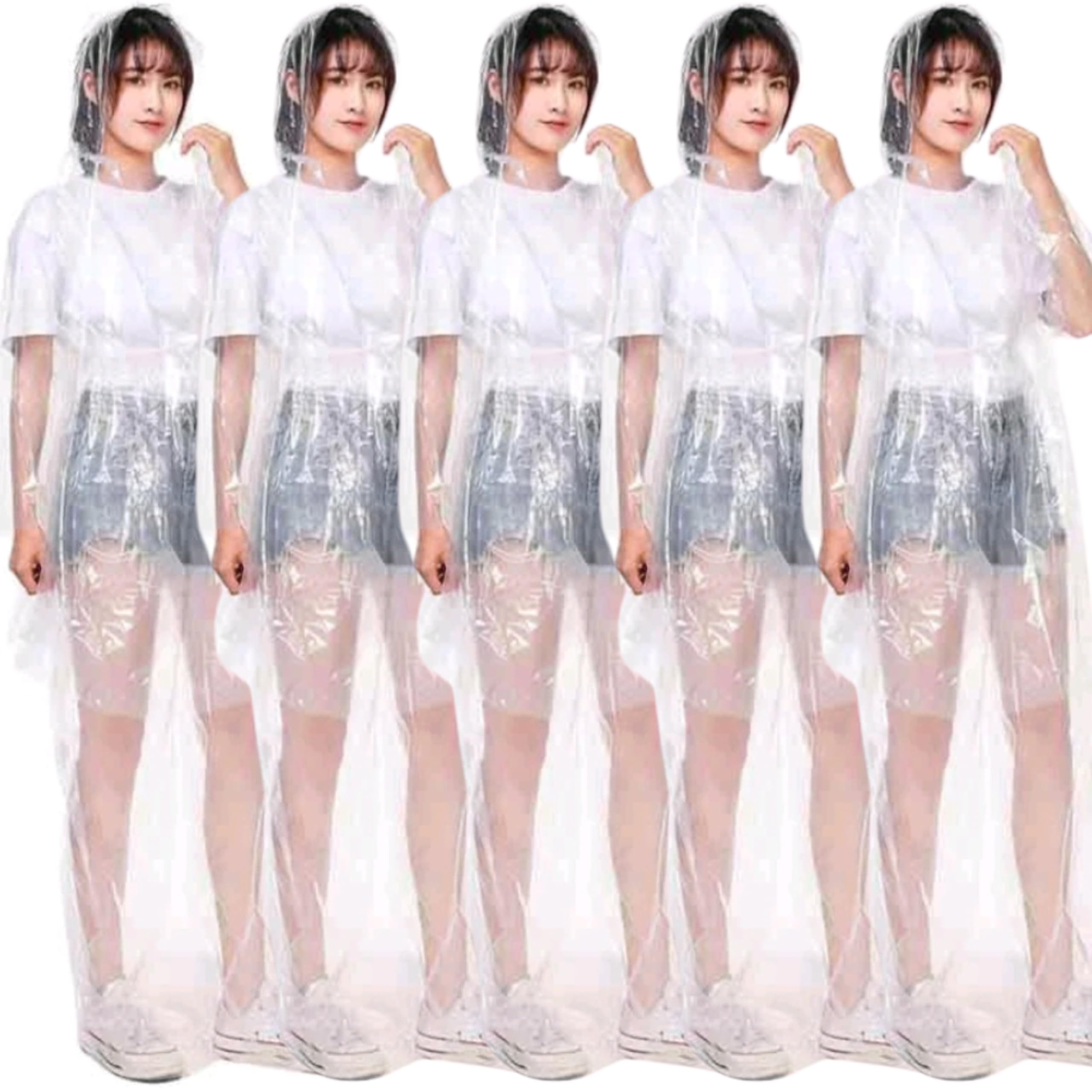 Disposable Rain Coat and Pants, Disposable Rain Poncho Set of 5, Waterproof Plastic Clear for Travel Outdoor for Adults