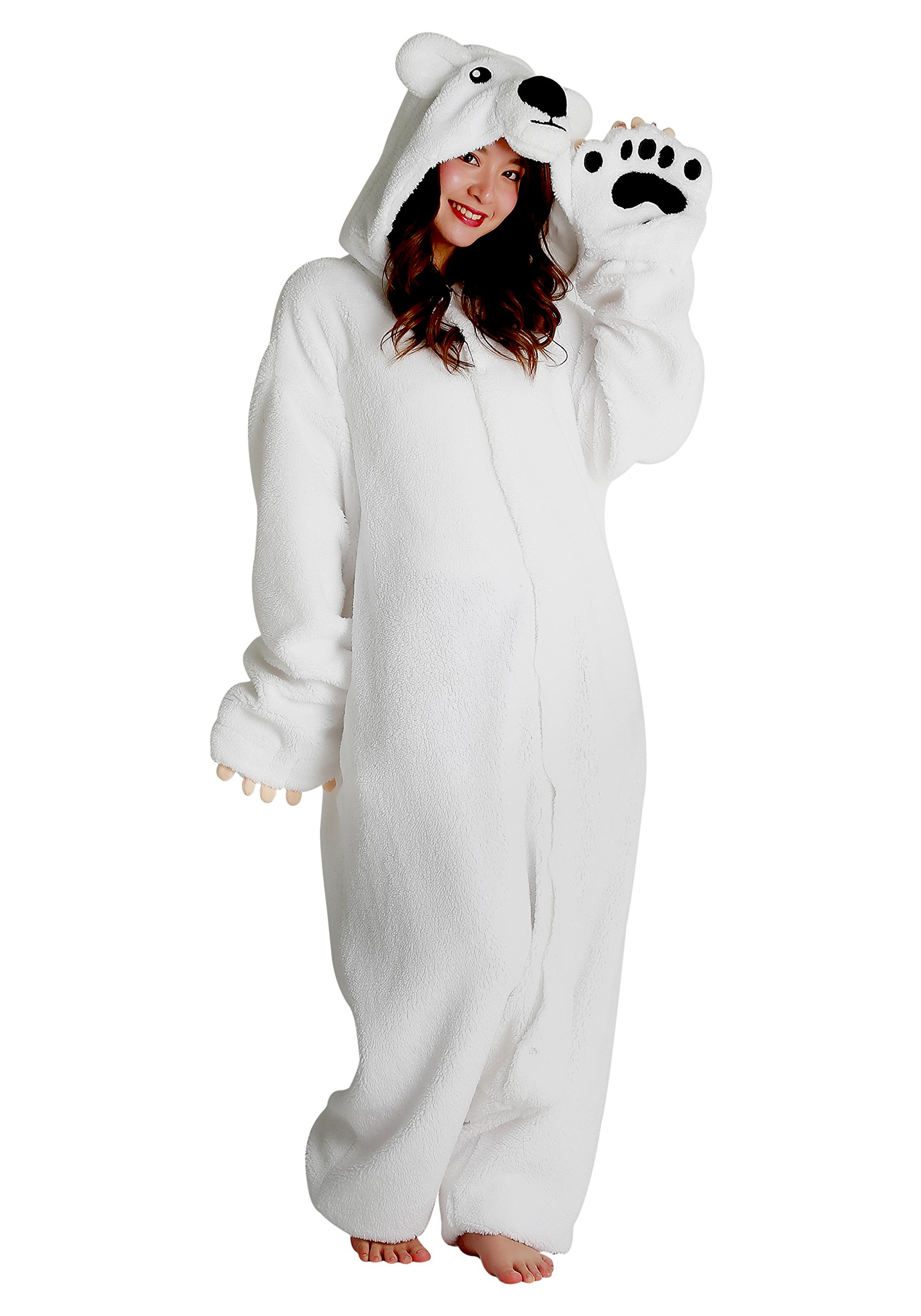 Kombinezon Niedźwiedź Polarny Onesie Kigurumi Jednoczęściowy Kostium Jumpsuit | SAZAC Kigurumi | Halloween i Karnawał | dla Dzieci i Dorosłych | Jeden Rozmiar Pasuje Wszystkim (155 – 180+ cm)