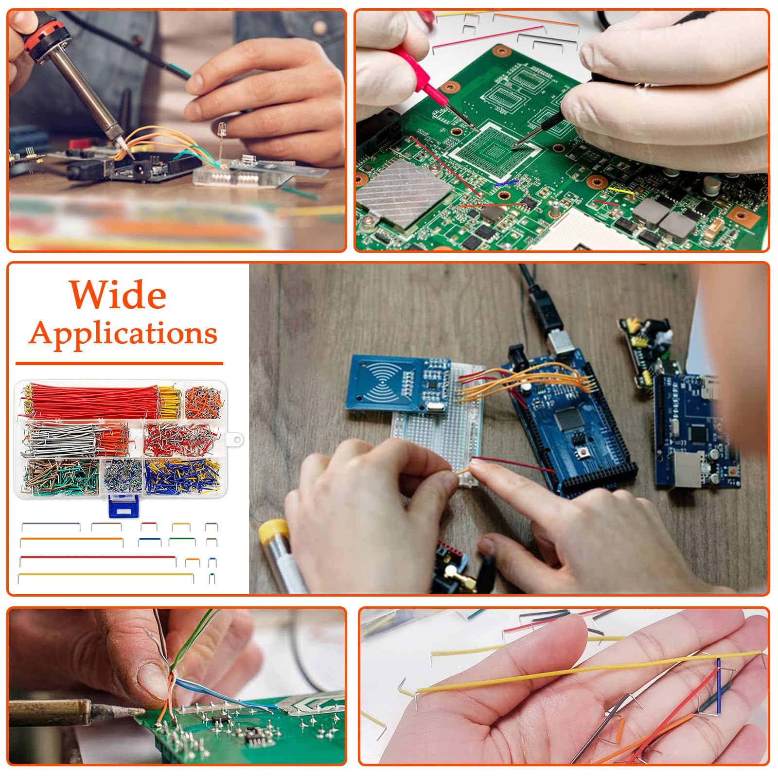 840 Pezzi Flessibile Fili Jumper Kit, 14 Lunghezza Fili Jumper Breadboard 2-125mm, Multicolore U Forma un Cavo Jumper, Filo Jumper con Trasparente Scatola per Saldatura a Circuito Chiuso