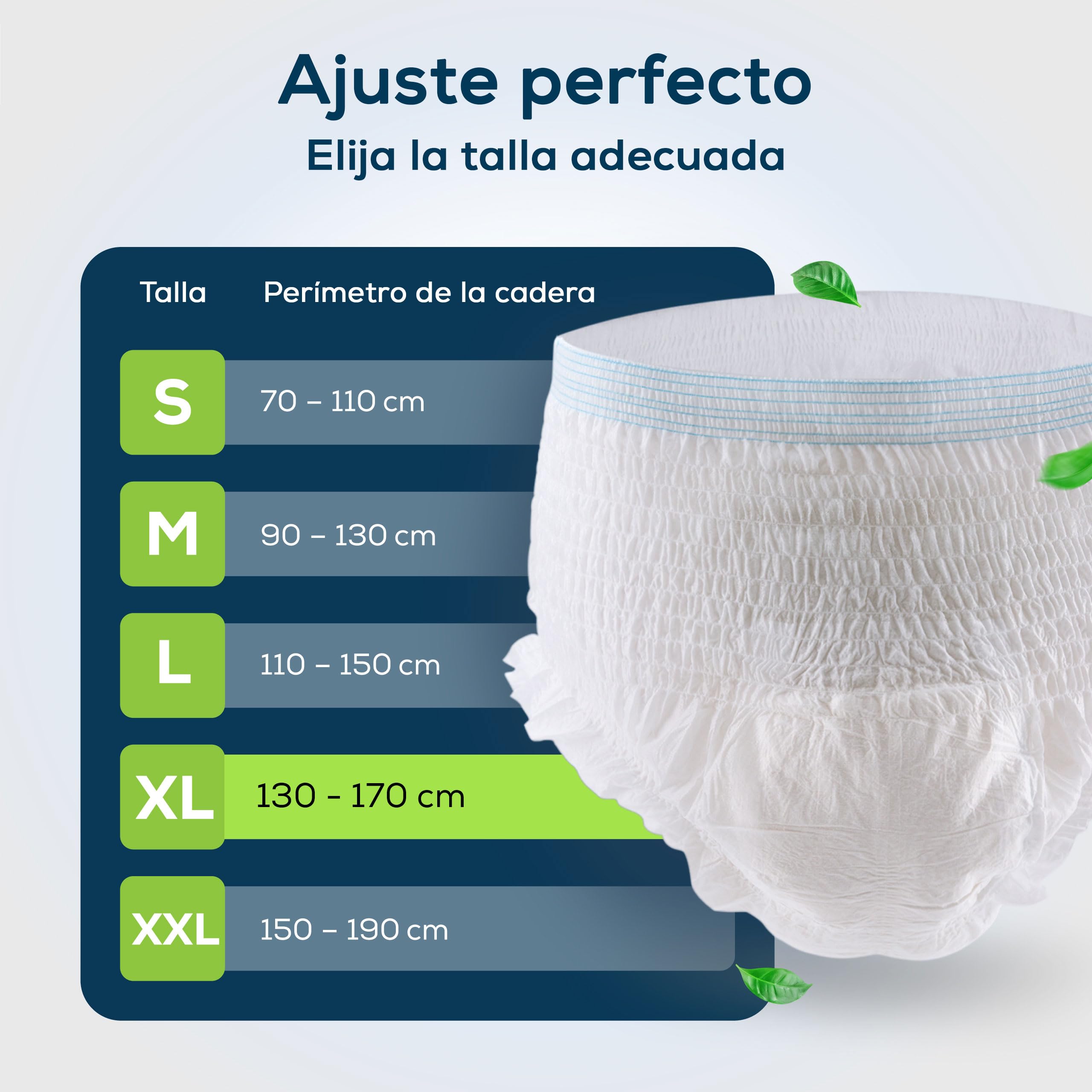 Pantalones Incontinencia para Adultos Hombre y Mujer - Ropa Interior - Protector Perdidas de Vejiga Débil - Pañales Desechables Mojar Cama, Maternidad - 22 unidades - Blanco, Tallas XL