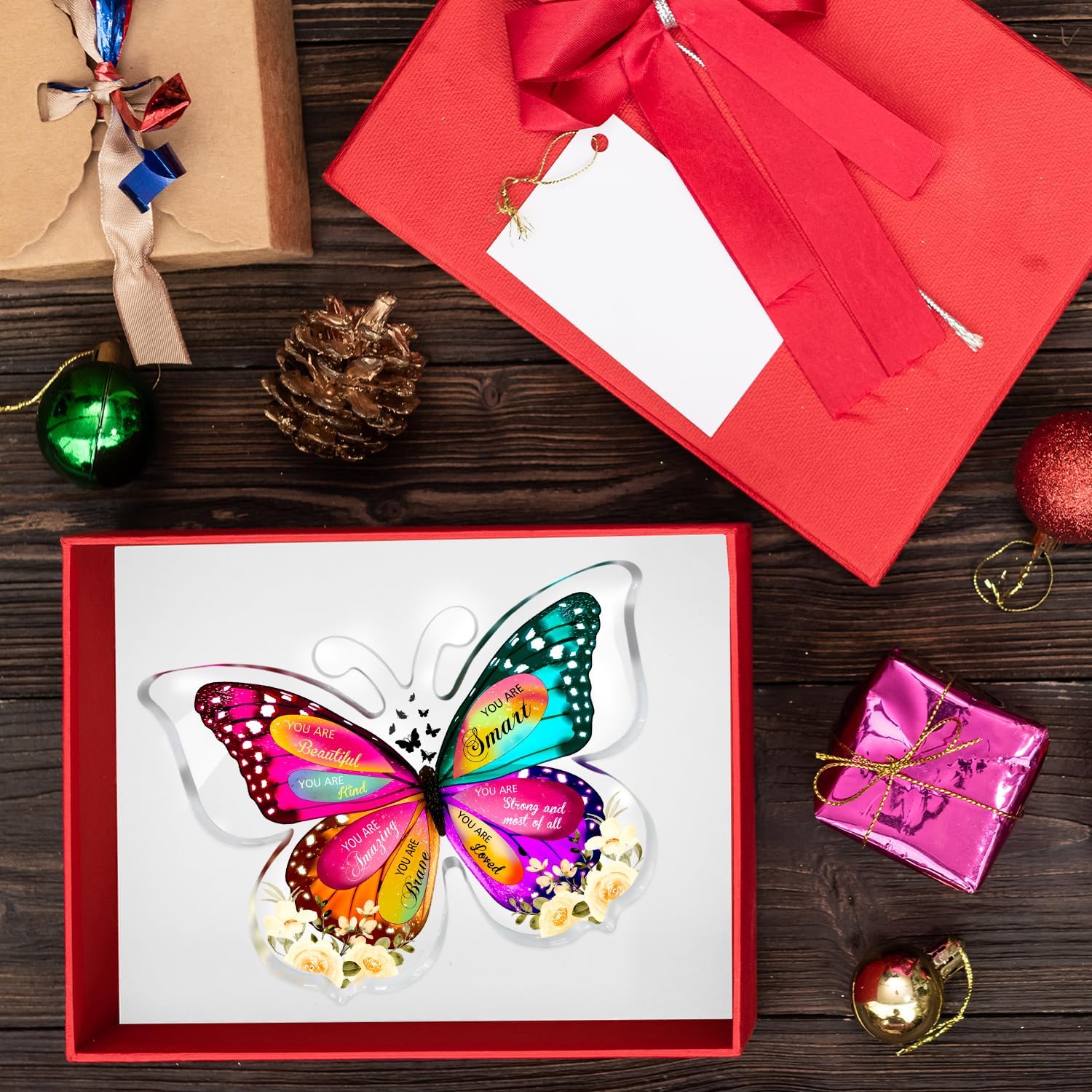 Inspirational Home Office Desk Decor for Women Motivational Desk Decoration Art Acrylic Plaque Vintage Butterfly Decor Acrylic Sign Gift for Boss Colleague Friend Coworker Cheer Up Gifts, colroful - Image 5