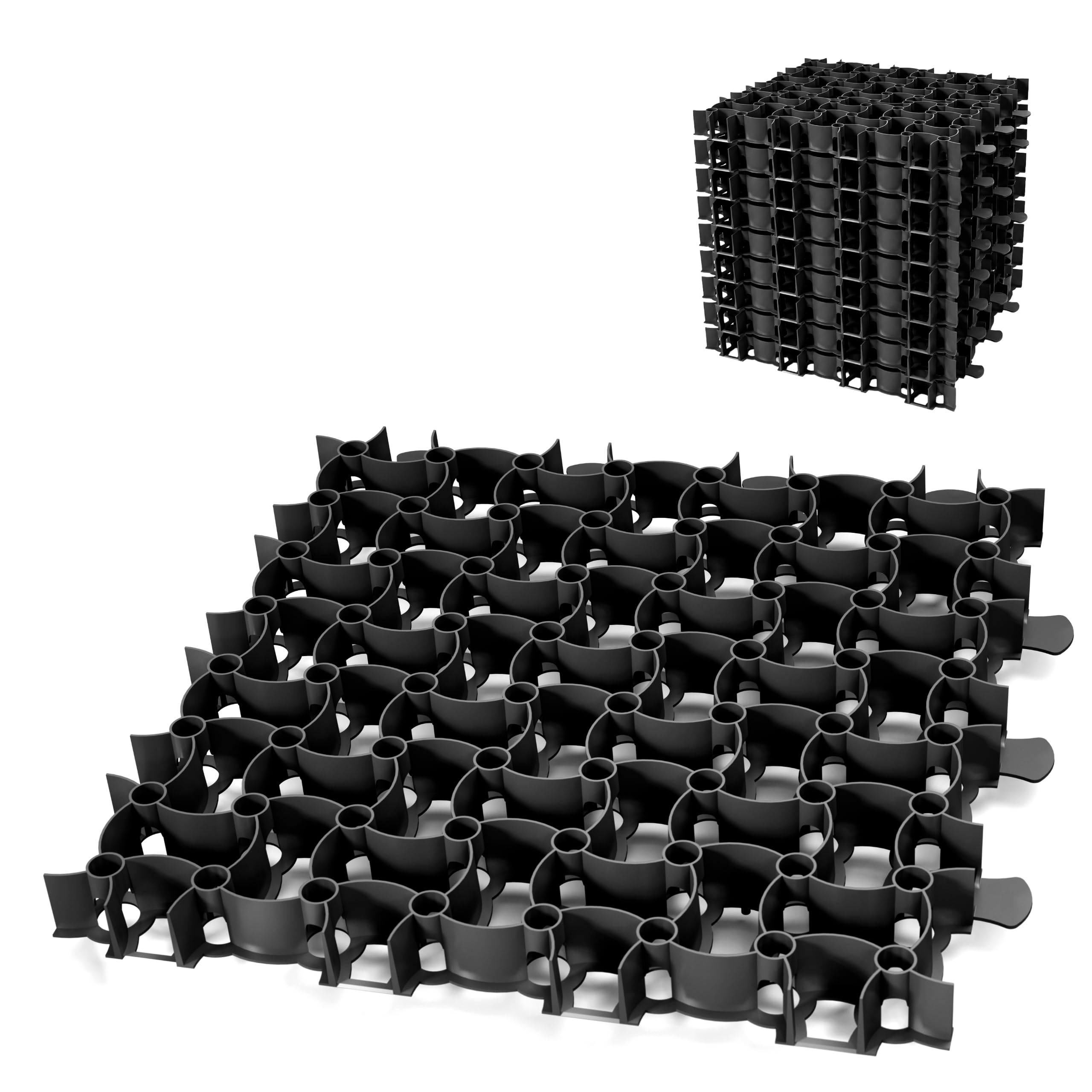 Garronda Caillebotis Plastique Stabilisateur Gravier 50x50x4 cm Pack 10 Dalles Clipsables Exterieur Nid d'Abeille pour Gazon Hautes Charges Parking Sol Garage Allée Chemin de Jardin GD-0224 Graphite