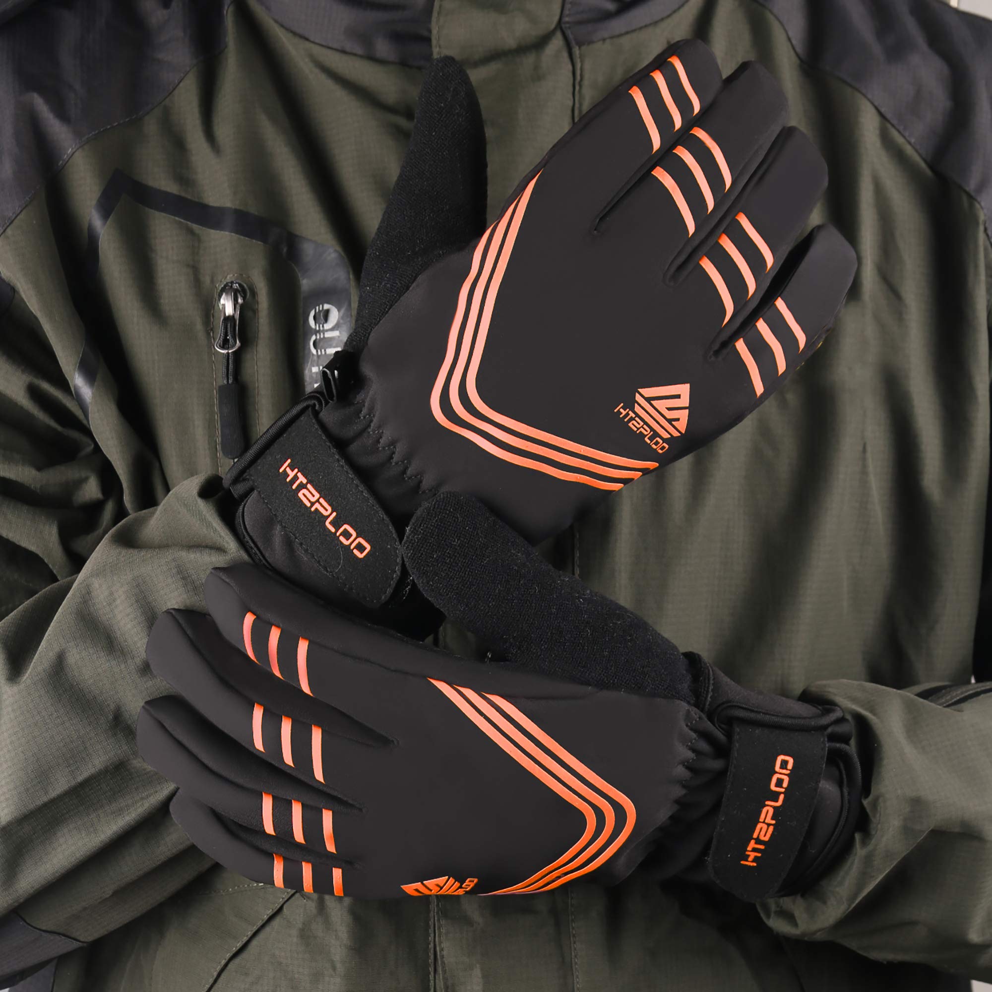Winterhandschuhe Wasserdicht & Winddicht mit stoßdämpfendem Pad Anti-Rutsch Isolierte Warme Handschuhe für Radfahren Laufen Wandern Skifahren