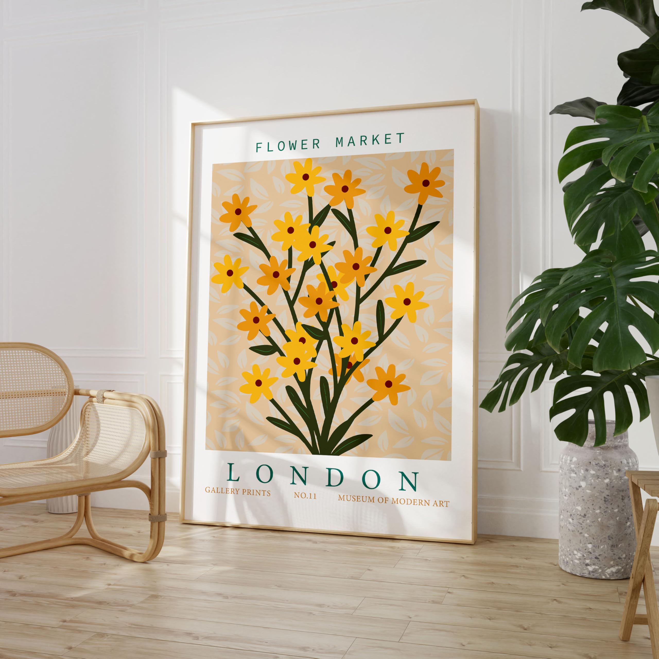 London Flower Market Poster Wall Prints Art A5 A4 A3 A2 A1 Maxi Home Decor Unframed Botanical Floral Trendy Artist Matisse Style Artwork - 9130 (A4-210 x 297 mm)