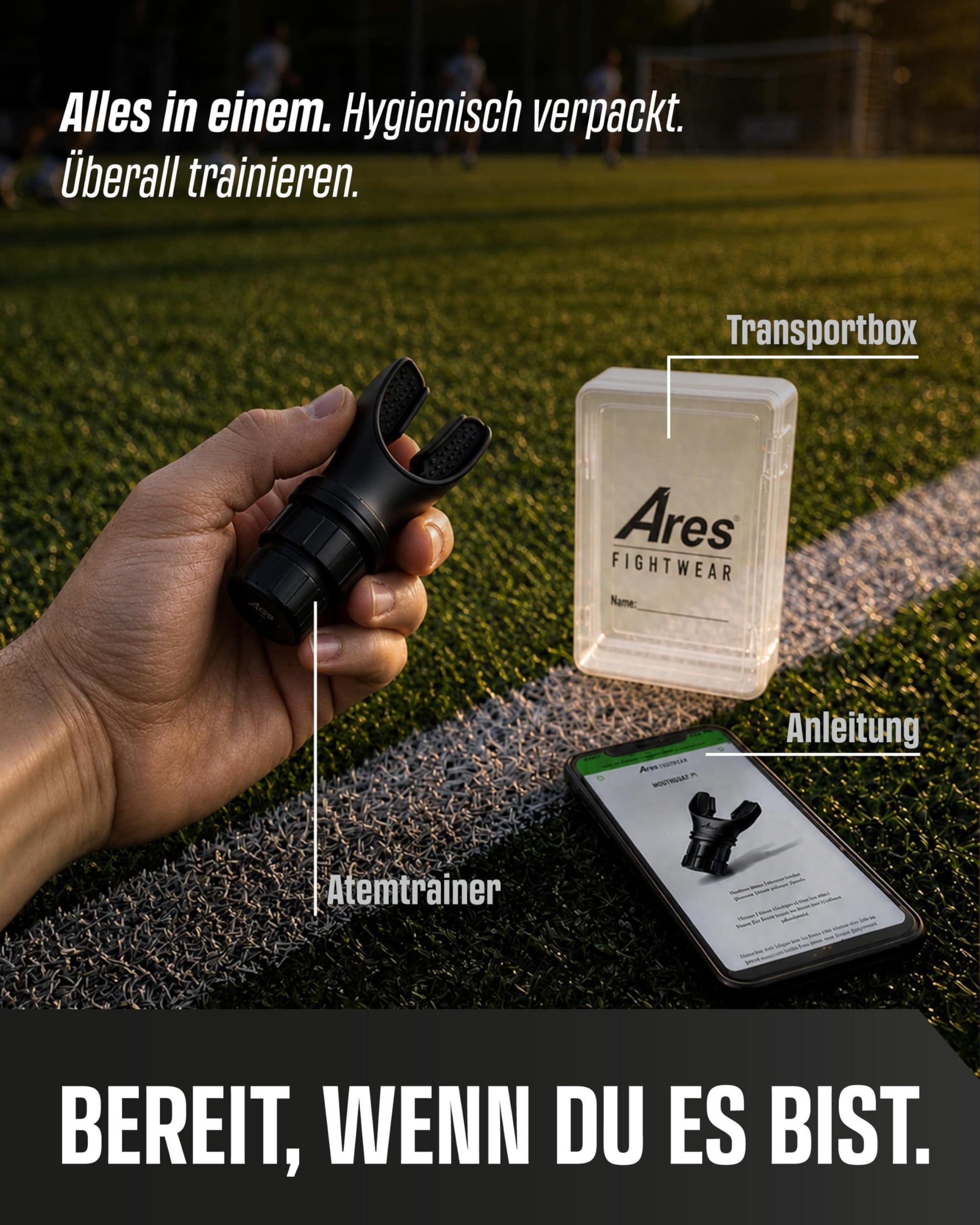 IRONAIR™ Lungentrainer für Anfänger bis Experte I Atemtrainer mit Transportbox & Trainingsguide I Effektiv Atem & Lunge trainieren Dank Atemübungsgerät I Lung & Breath Trainer