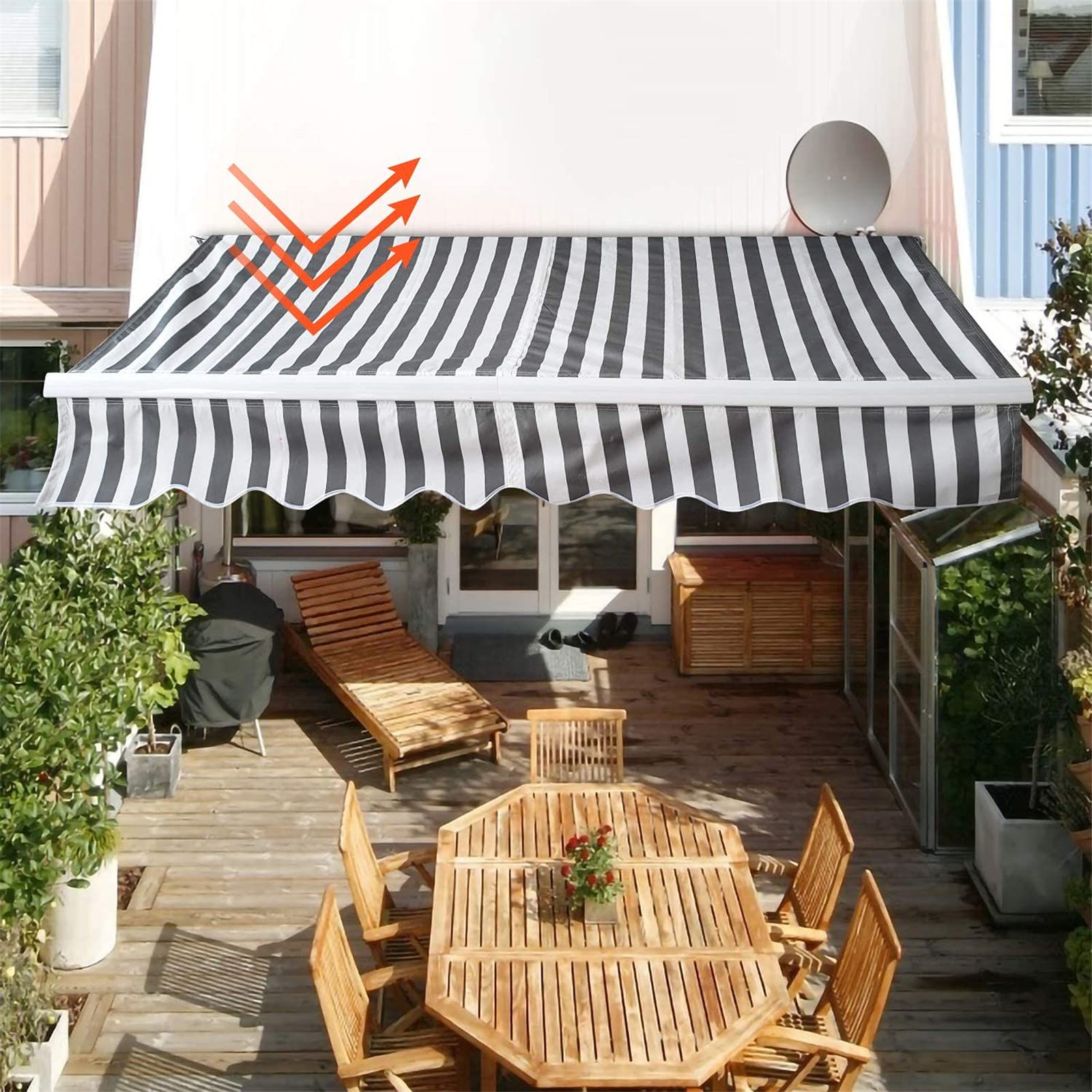 Buy Retractable Manual Awning, 2X 1.5M Garden Patio Canopy, with Crank