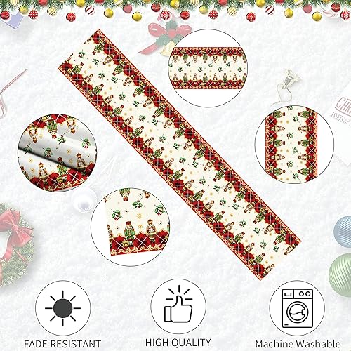 Miniatura 3 de Camino de mesa de Navidad, 13 x 72 pulgadas, diseño de soldado de cascanueces de Feliz Navidad, camino de mesa de Navidad, línea de cubierta de
