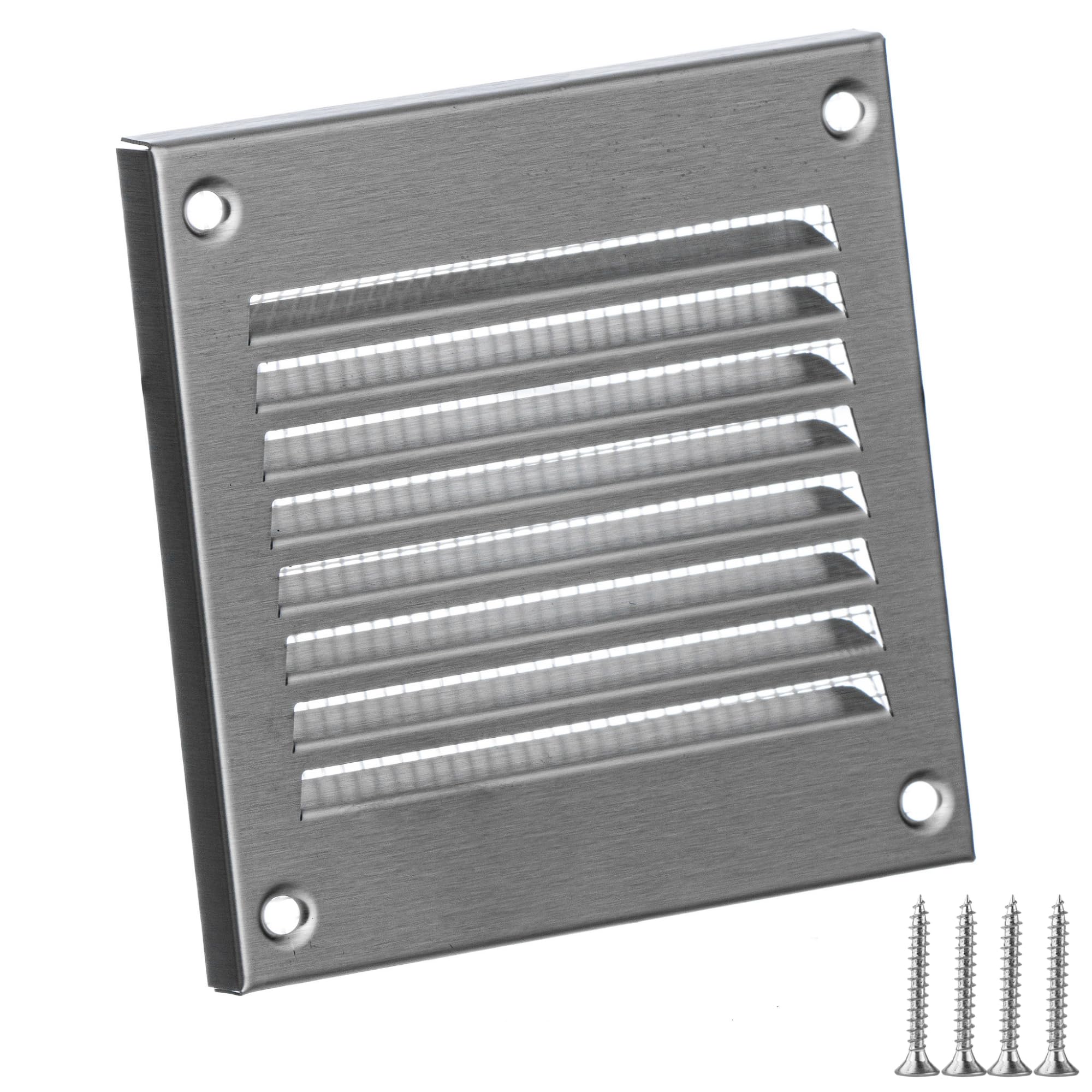 TURvent 2x2 Vent Cover (Duct Opening) - HVAC Return Air Grille for Wall and Ceiling - Stainless Steel AC Vent Cover with Mesh - Rectangular Ventilation Register - Overall Size: 3.94" W x 3.94" H