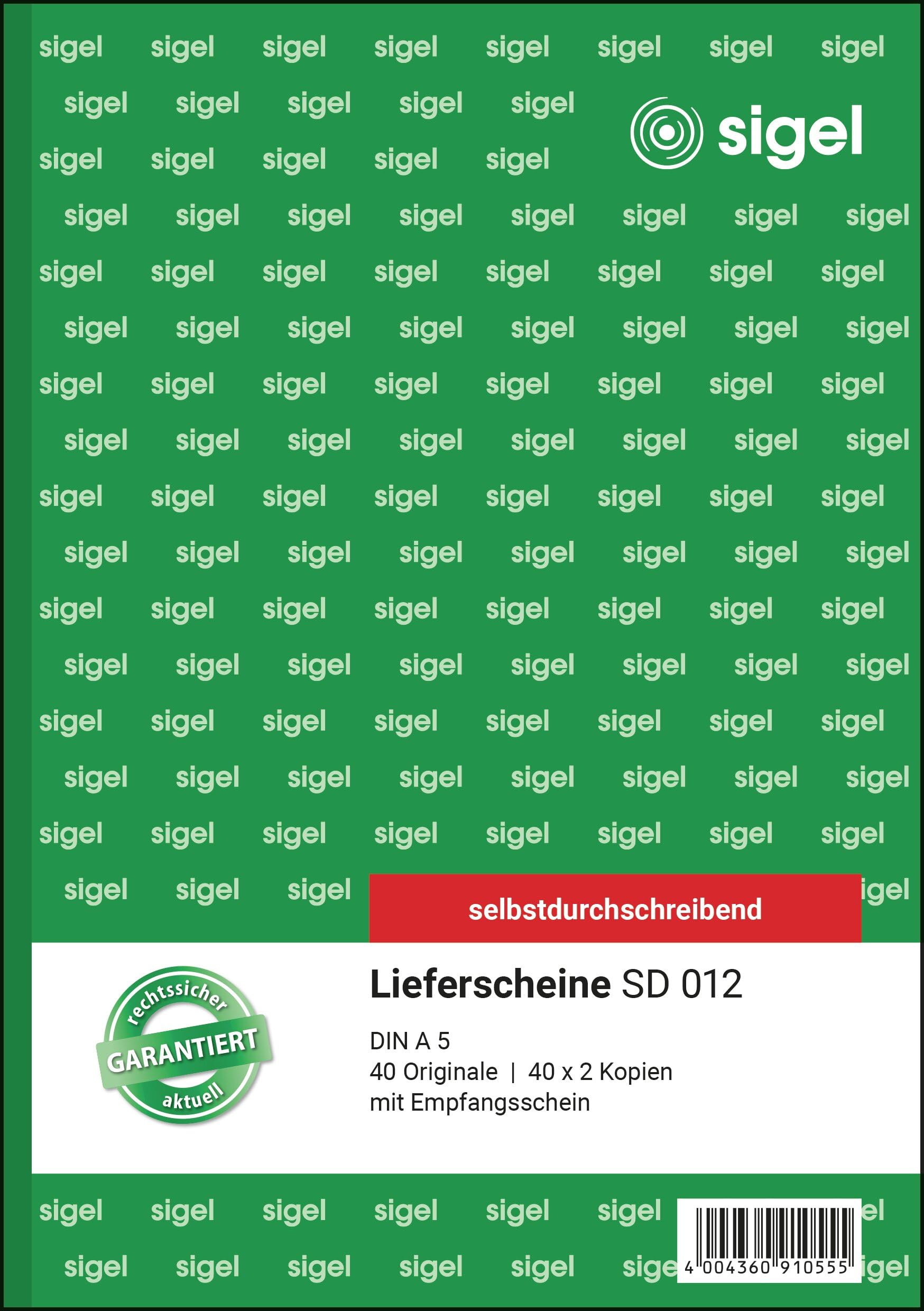 SIGEL SD012 Delivery Notes A5, 3 x 40 Sheets, Self-Copying, 1 Piece, Made from Sustainable Paper