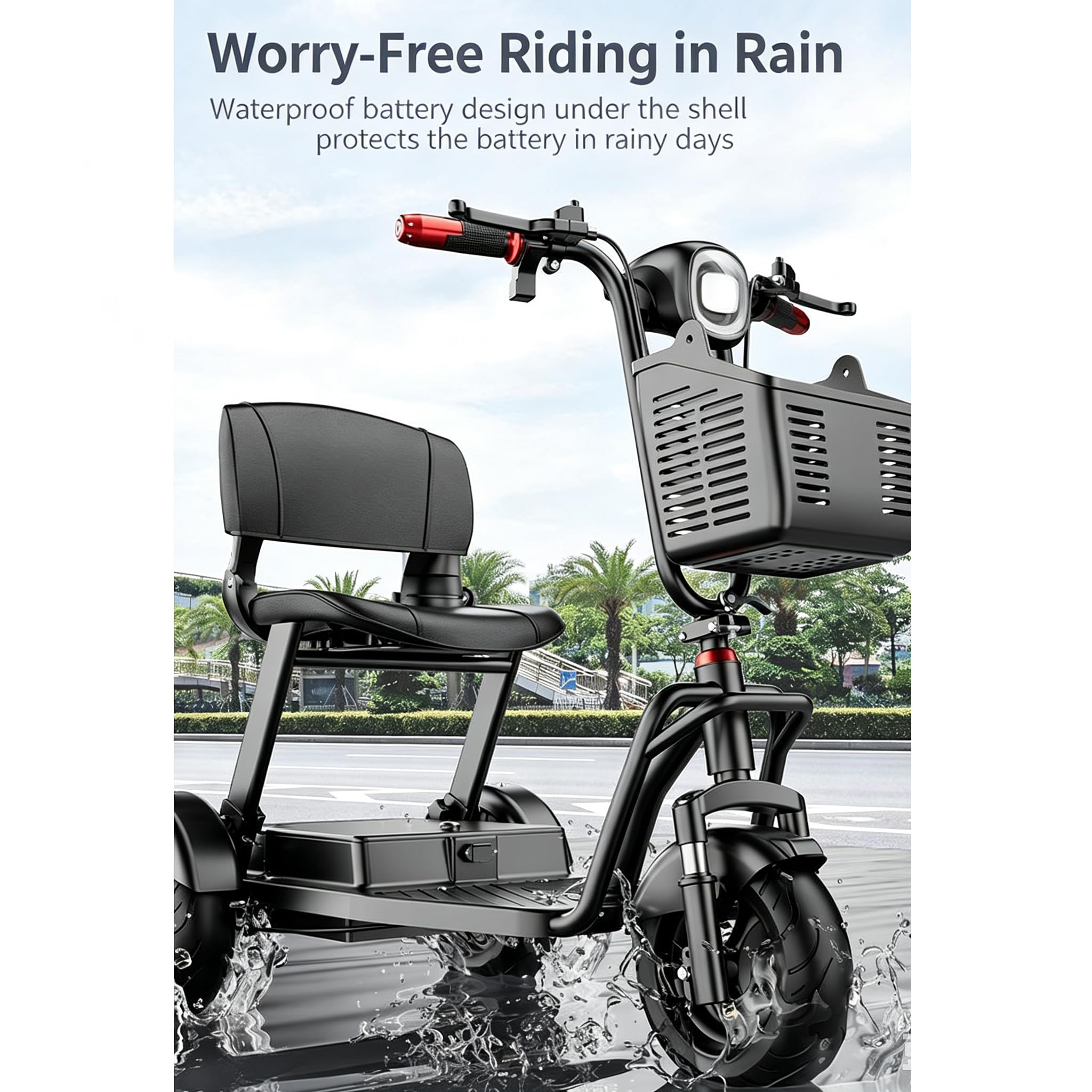 Scooter de movilidad de 3 ruedas-Scooter Electrico Discapacitados Plegable