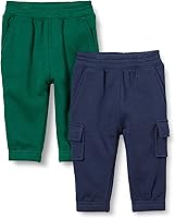 Amazon Essentials Baby Boys' 2-Pack Cargo & Classic Joggers - Soft Relaxed Fit French Terry Pants