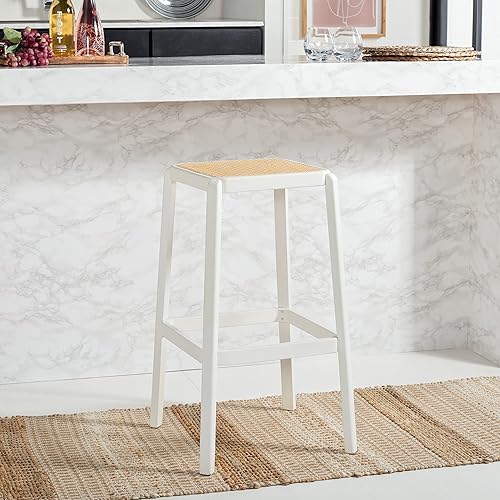 Miniatura 9 de SAFAVIEH Home Collection Silus Taburete de bar de caña sin espalda blanca y natural de 30 pulgadas blanco (White/Natural),Negro/Natural,Natural