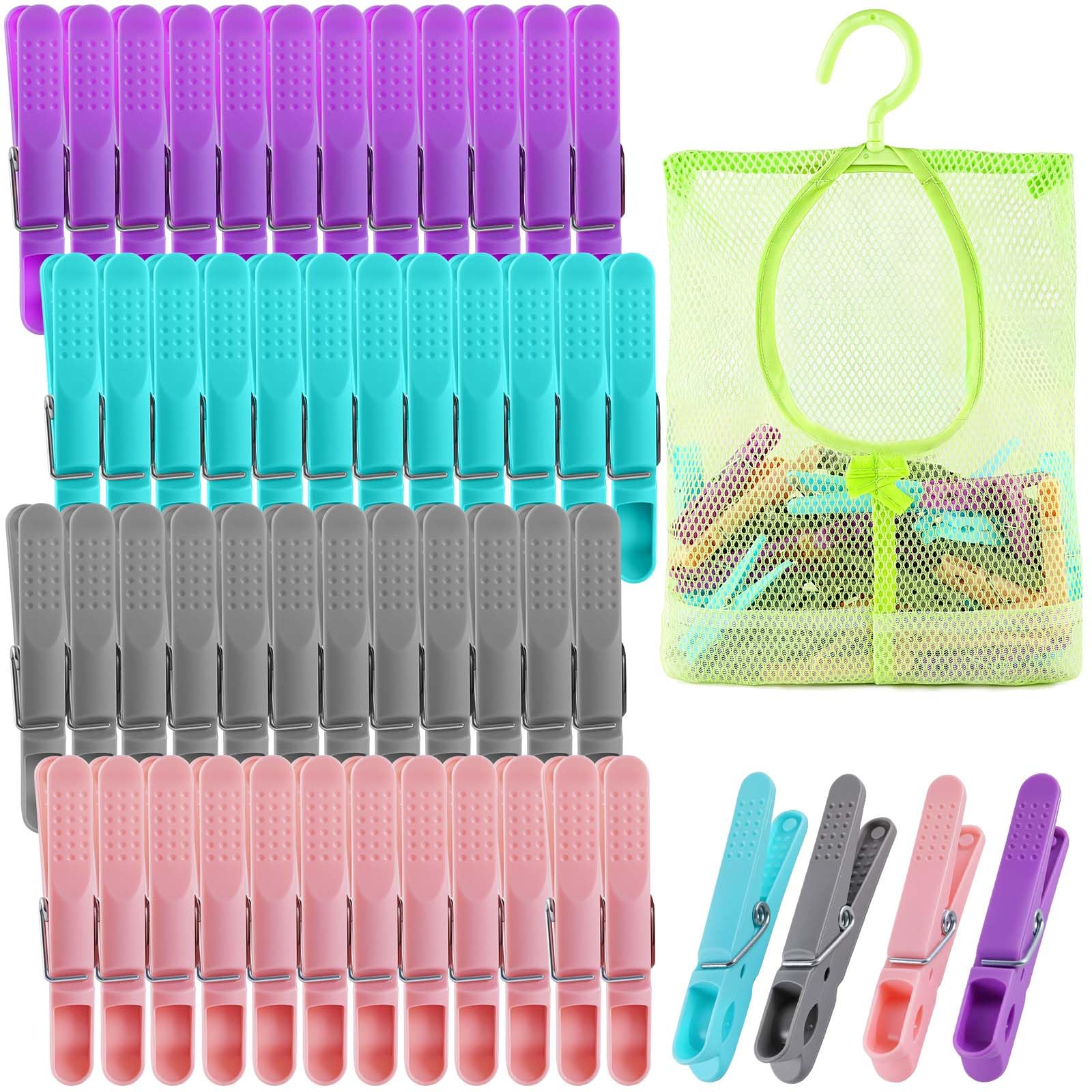 60Pcs Colourful Plastic Clothes Pegs with Peg Bag, Extra Strong Clothes Pegs For Washing Line, Windproof Laundry Pegs, No Mark Washing Line Pegs, Pegs And Peg Bag Set, Multi Purpose Clips For Clothing