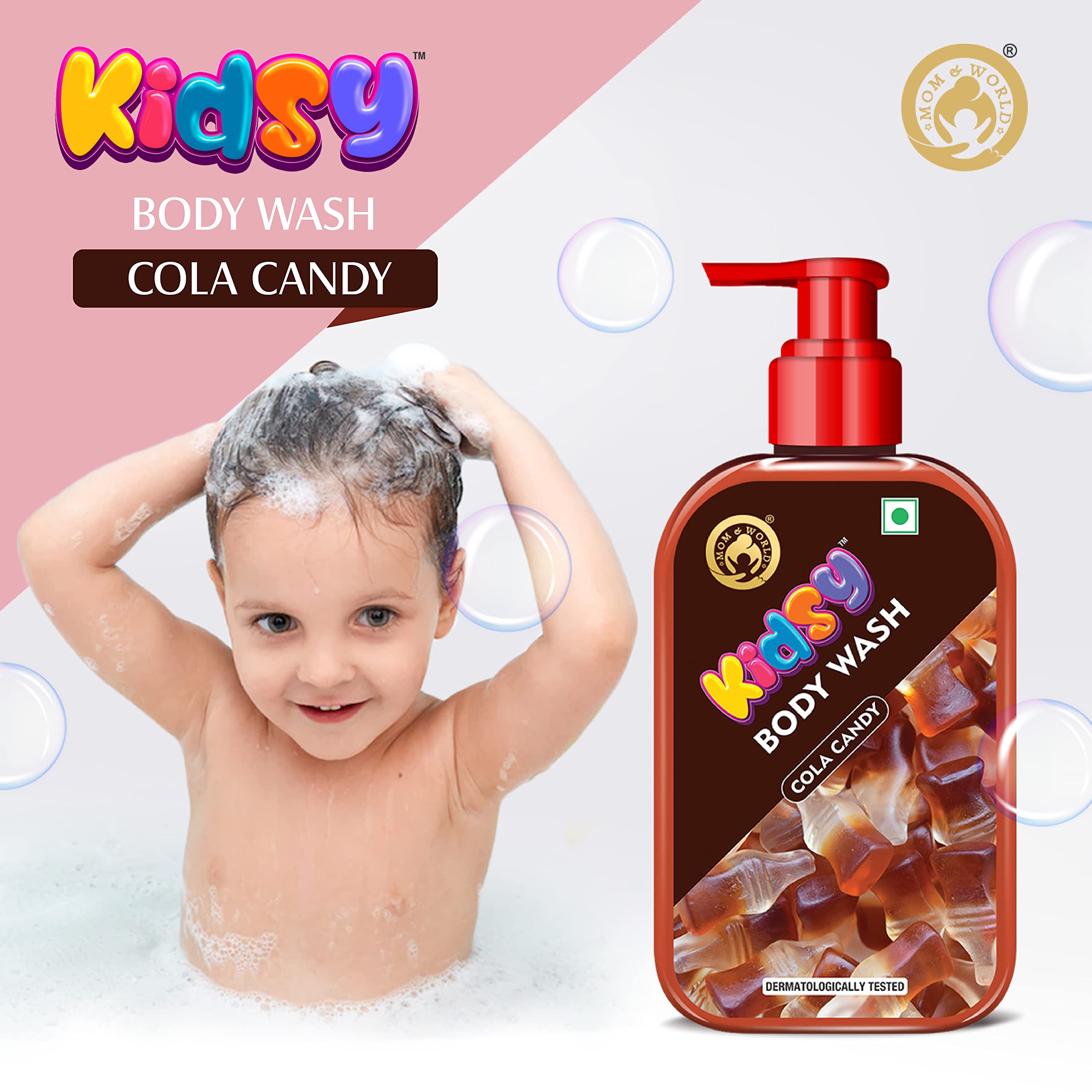 Mom & World Kidsy Cola Candy Body Wash No Tears, No SLS For KIDS, Dermatologically Tested, pH Balanced, 240 ml 1