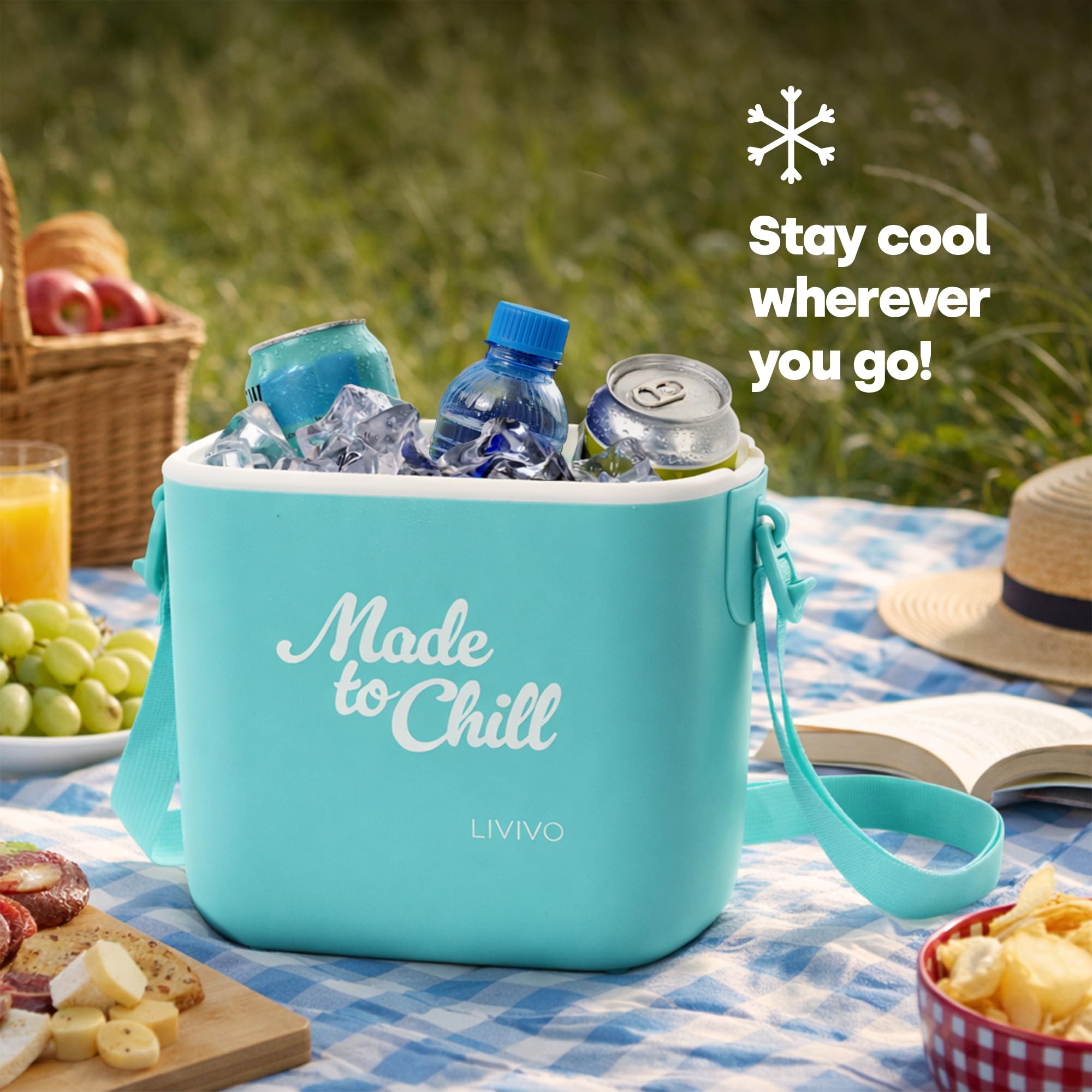 LIVIVO Made to Chill 5L Cool Box – Summer Cooler Box, Small Portable Insulated Ice Box with Strap, Lightweight Hard Cooler for Picnic, Beach, Camping & Travel — view 2