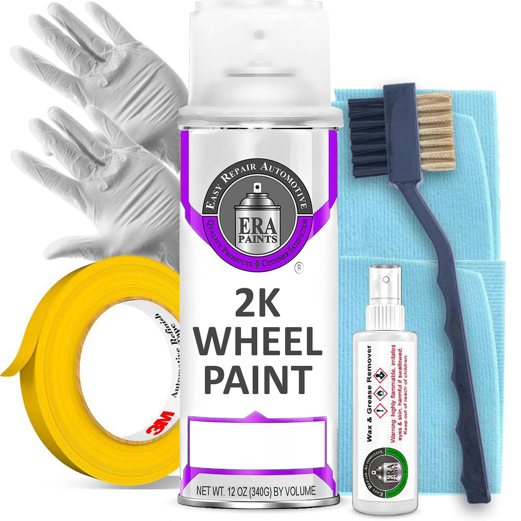 ERA Paints Purple Wheel Paint Kit With Omni-Curing Catalyst Technology - 2K Aerosol Glossy Finish With High Temp Resistance And Extreme Durability Against Color Fade And Chemicals Like Brake Fluid