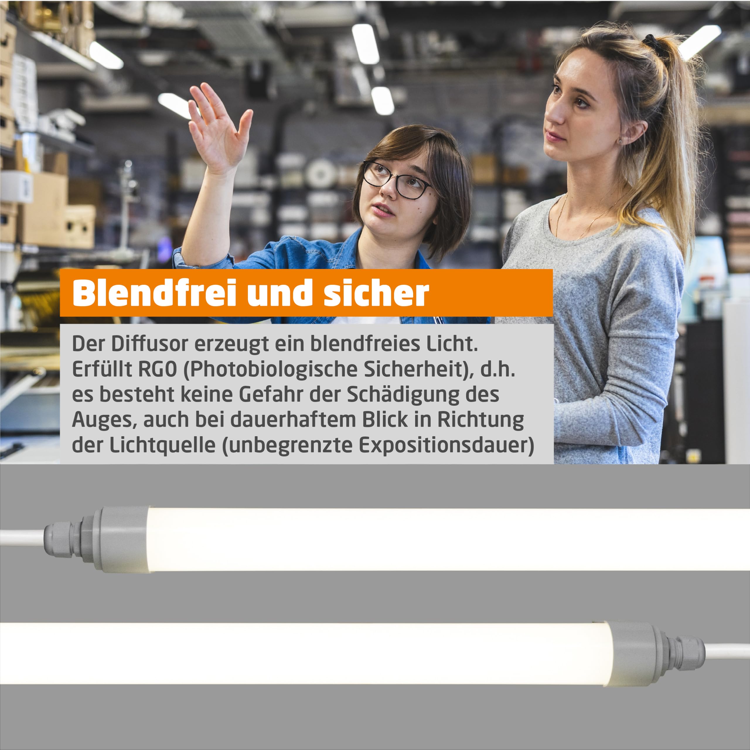 Proventa LED Feuchtraumleuchte 150cm 2-Pack IP65 46W 5520lm 4000K Neutralweiß - durchverdrahtet, verknüpfbar, Wannenleuchte, Werkstattleuchte, Garagenbeleuchtung, Kellerlampe, Leuchtstoffröhre