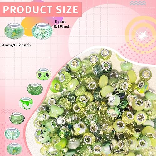 Vista 87 de Cuentas de agujero grande negro europeo para bolígrafos, 100 piezas surtidas de agujeros grandes de hadas, varita de jardín, cuentas espaciadoras