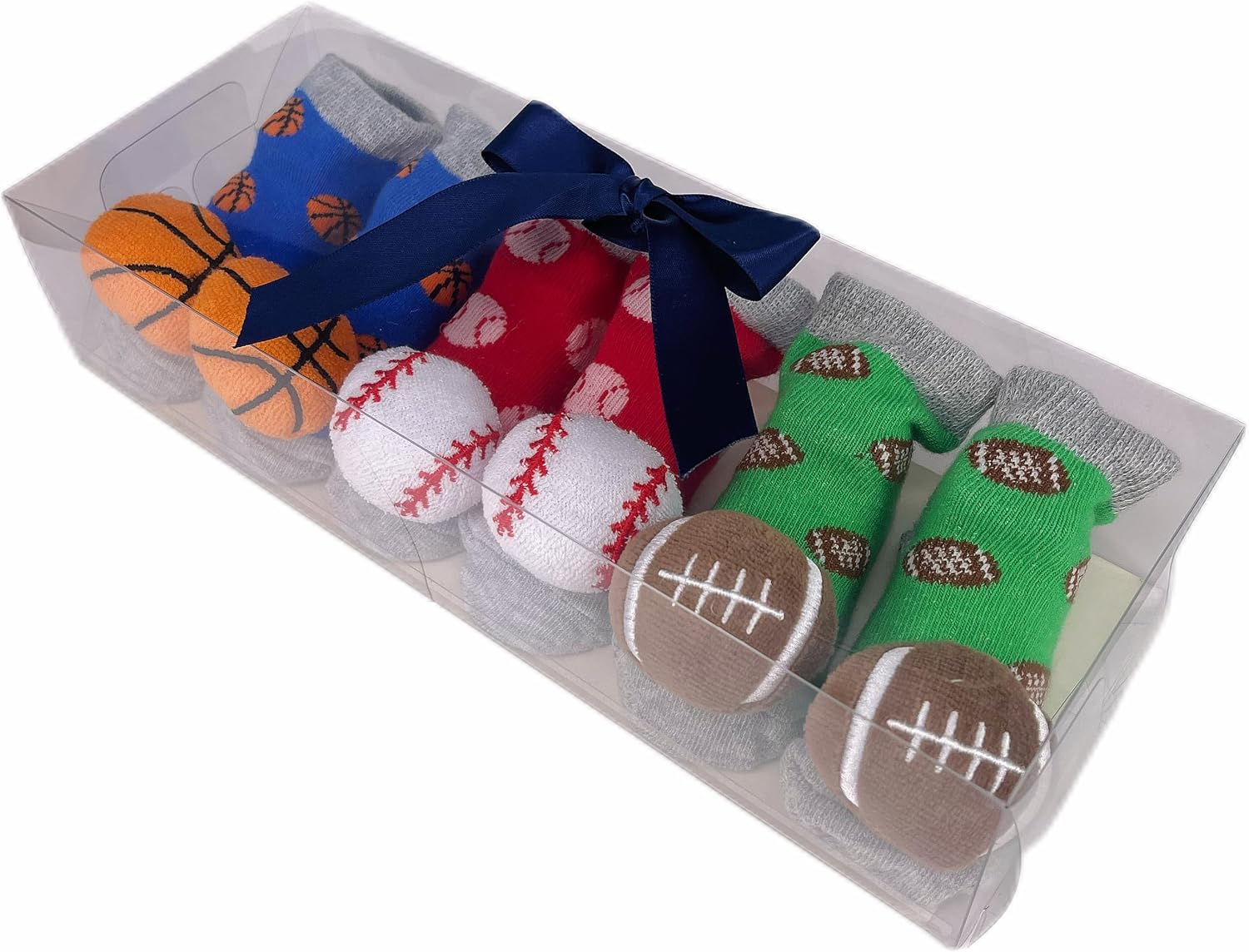 PUPPET Baby Boy Rattle Socks for 0-6 Months Sports Set Baseball Rugby Basketball image 4