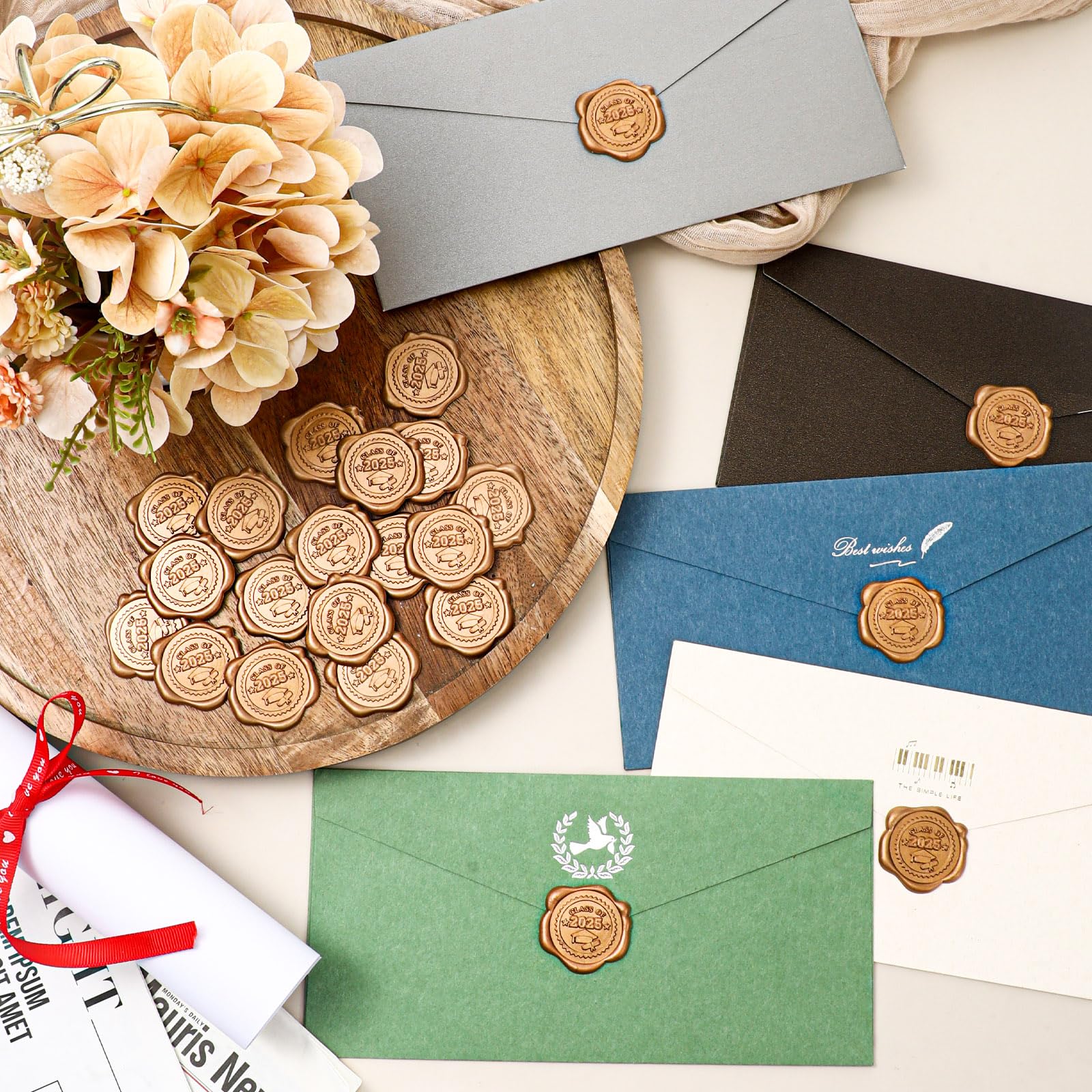 Snapklik.com : 50 Pcs Class Of 2025 Graduation Wax Seal Stickers Gold ...