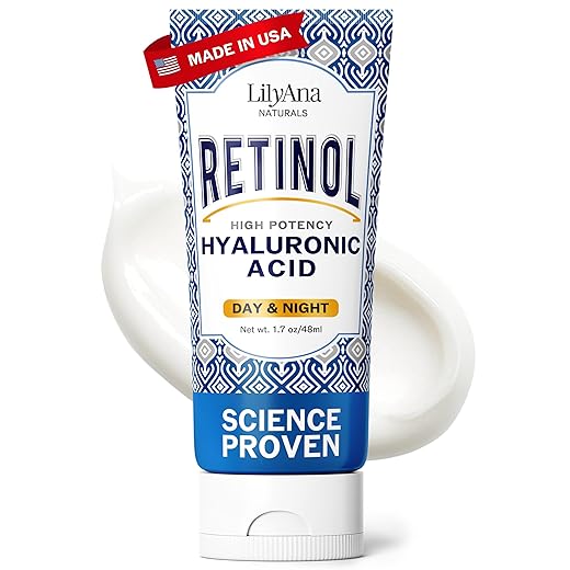 LilyAna Naturals Anti Aging Retinol Face Cream for Women – Wrinkle & Neck Cream for Firming, Retinol Moisturizer for Face with Hyaluronic Acid, Hydrating Night Cream for Fine Lines, Collagen Boost