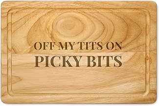 Funny Snack Board Picky Bits Wooden Chopping Board, Cheese & Charcuterie Gift, Humorous Kitchen Board for Food Lovers (Serif Font, Small)