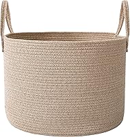 JMvicyroam 65L Extra Large Woven Cotton Rope Blanket Basket - Laundry Hamper with Reinforced Handles for Pillows, Toys, Comforters - Machine Washable