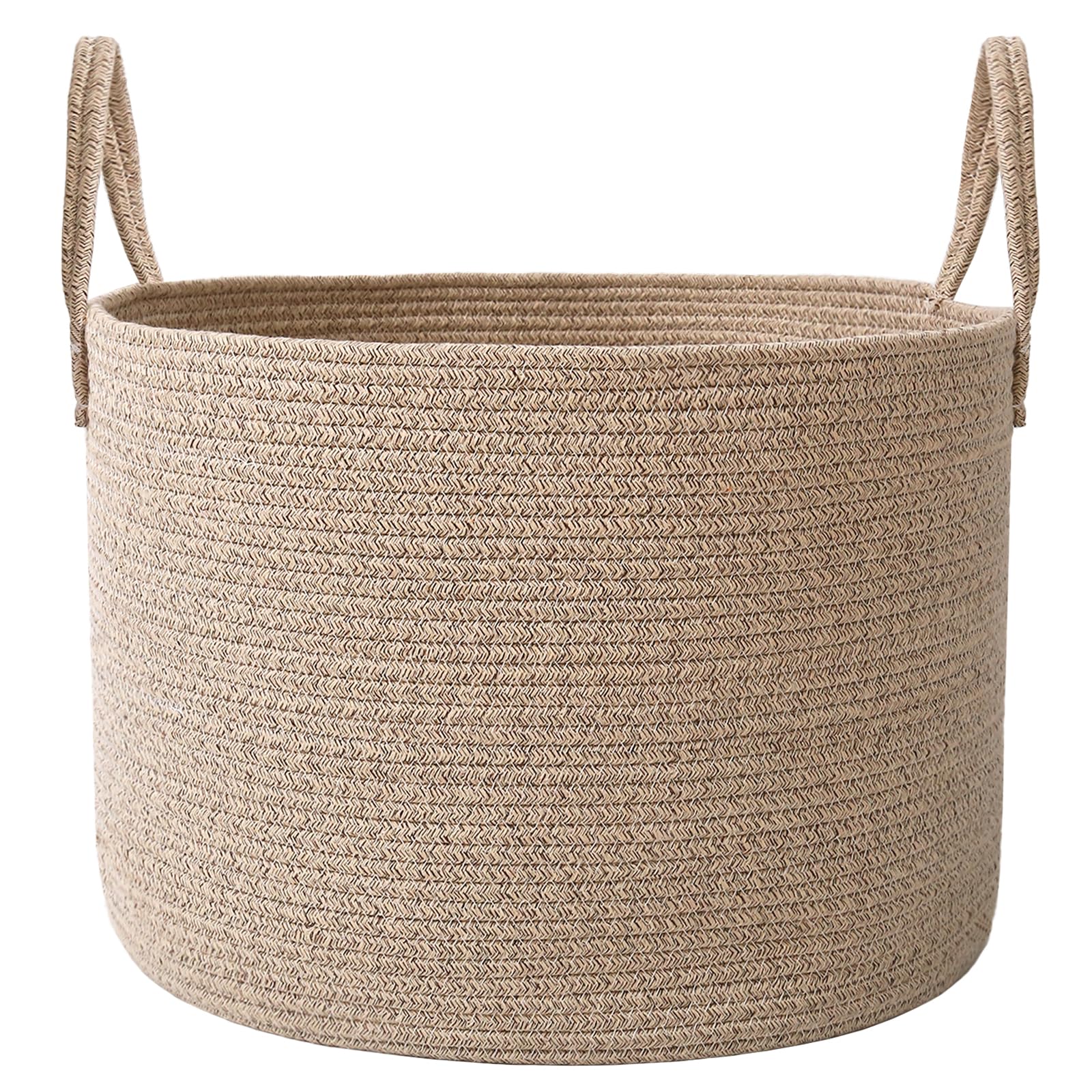 jmvicyroam 65l extra large blanket basket for living room - woven cotton rope laundry hamper with reinforced handles - storage bin for pillows, comforters & toys - machine washable,oatmeal