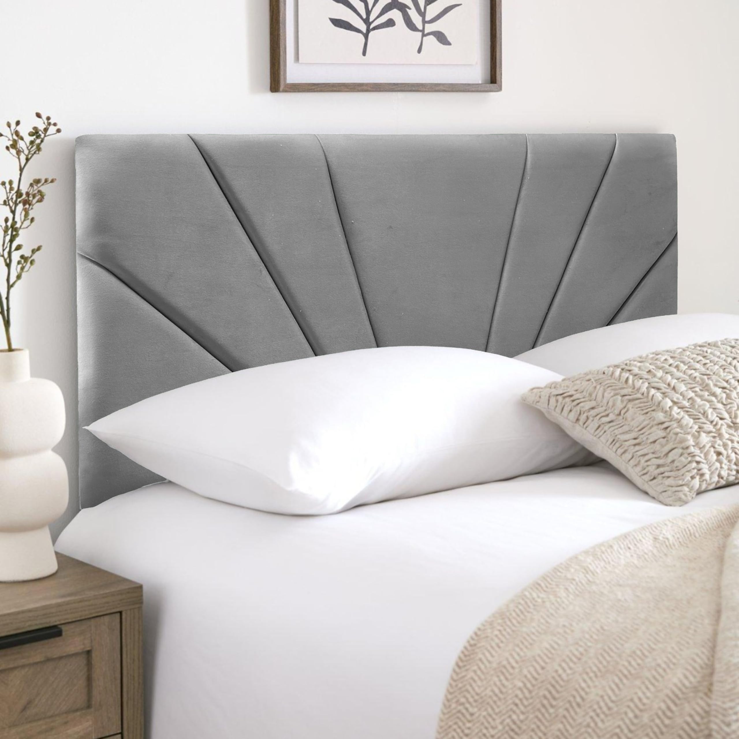 HB-1 Headboards for Beds – Butterfly 24'' Divan Bed Headboard – Headboards for Divan Beds, Bedroom & Hotel Furniture, Elegant Soft Plush Fabric Head Board