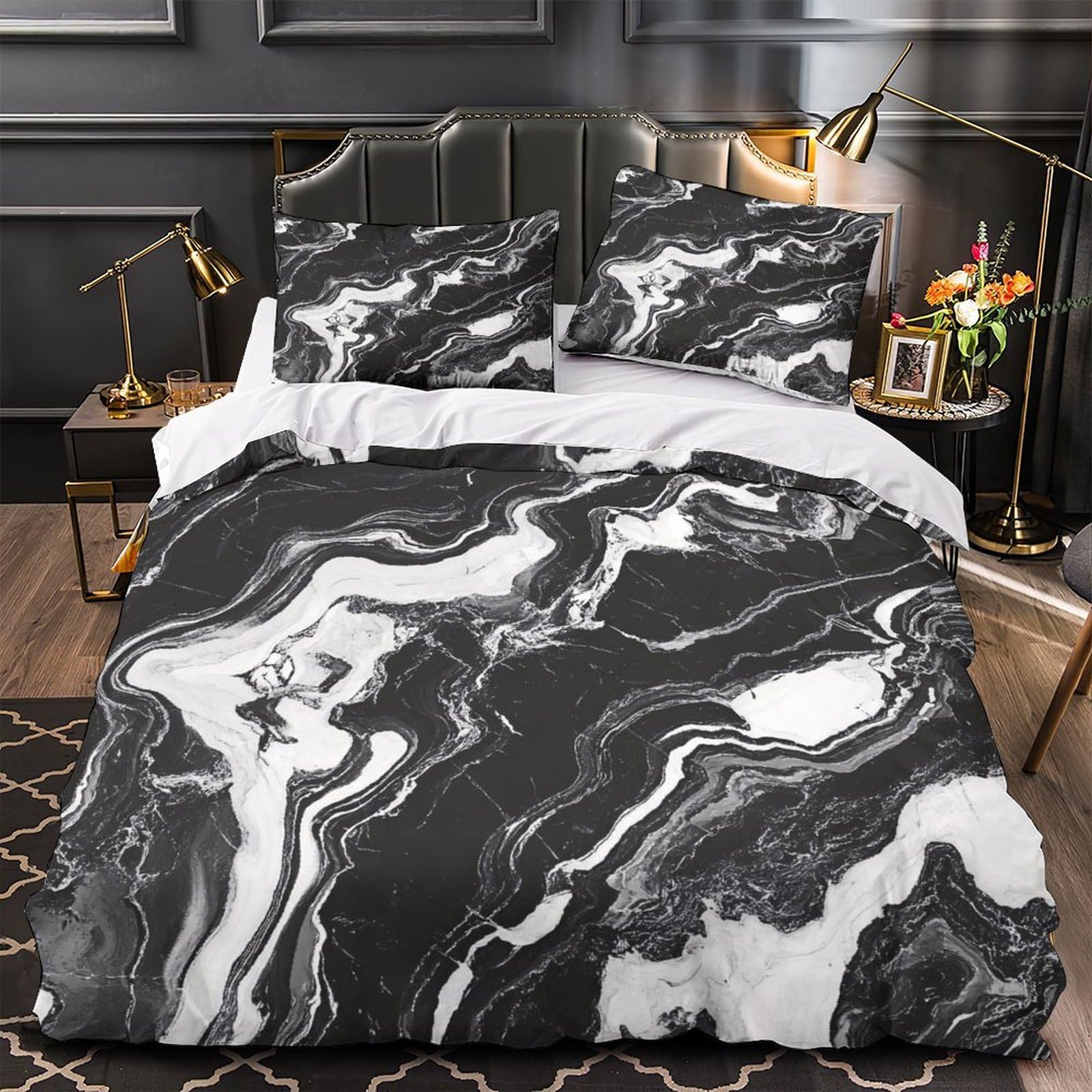 Housse de couette 3D facile à enfiler avec grand zip, linge de lit léger pour peau sensible