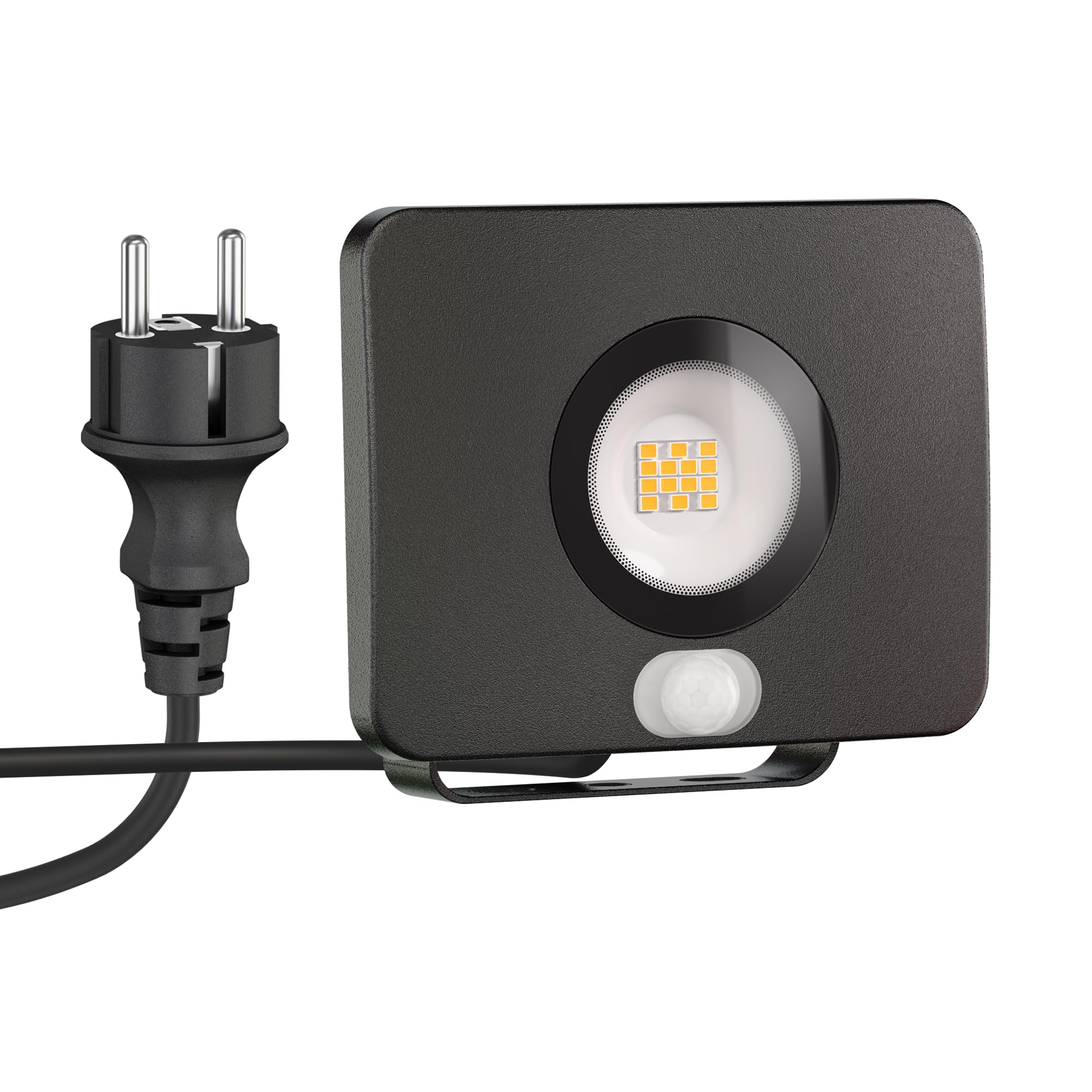 ledscom.de 3x LED Gartenstrahler WEGA für außen, IP44, Bewegungsmelder, Stecker, schwarz, 11,4 W, 944lm, warmweiß